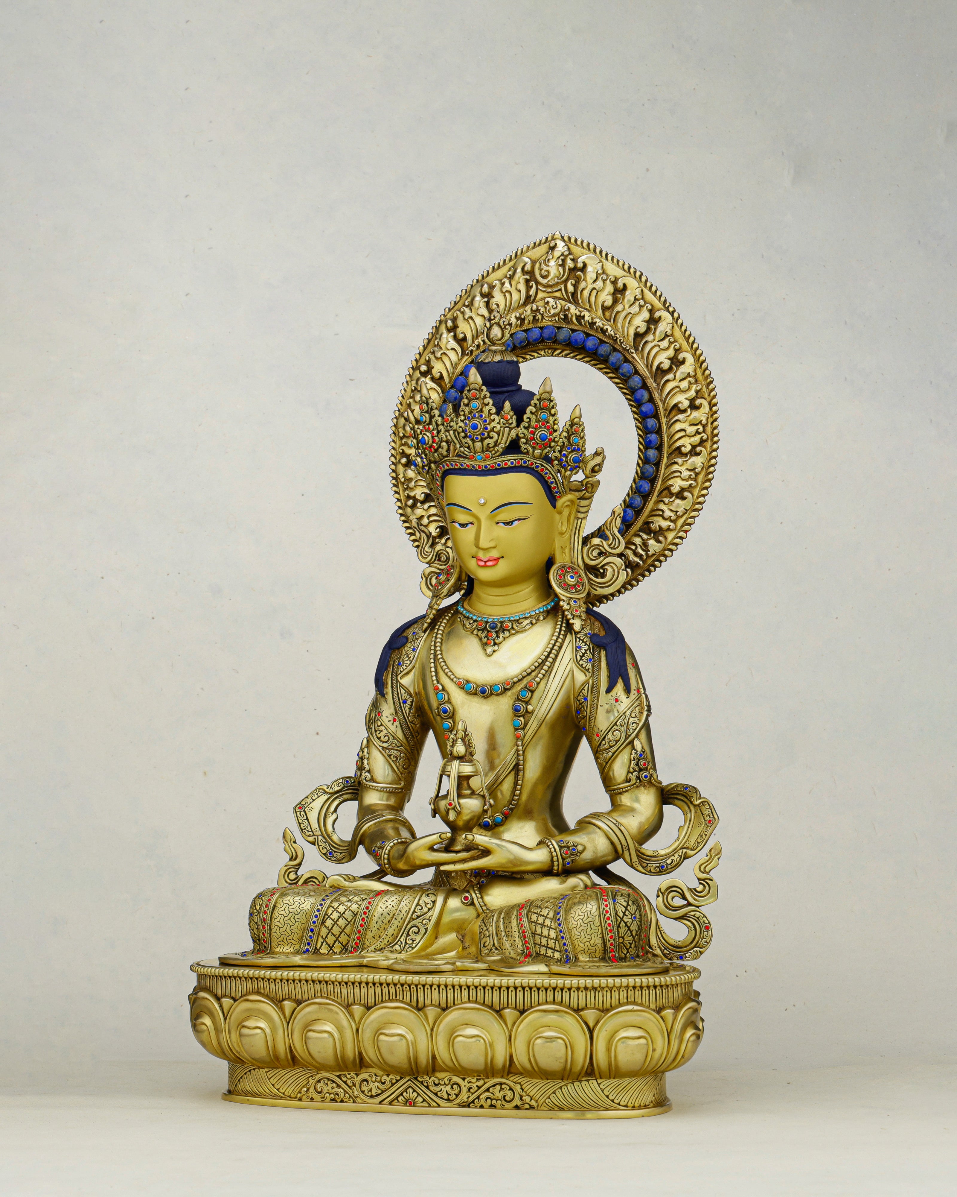 Eternal Life in Gold | Handcrafted Amitayus Statue from Patan, Nepal