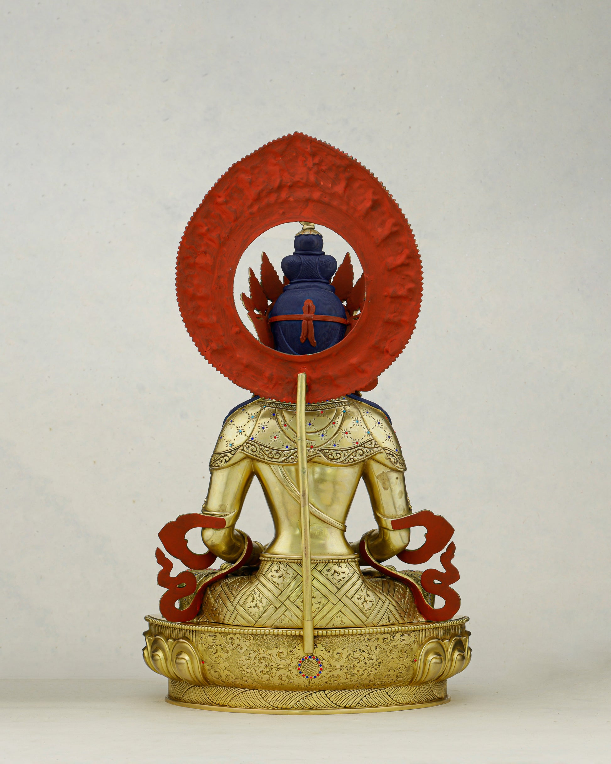 Eternal Life in Gold | Handcrafted Amitayus Statue from Patan, Nepal - Authentic Handcrafted Statue