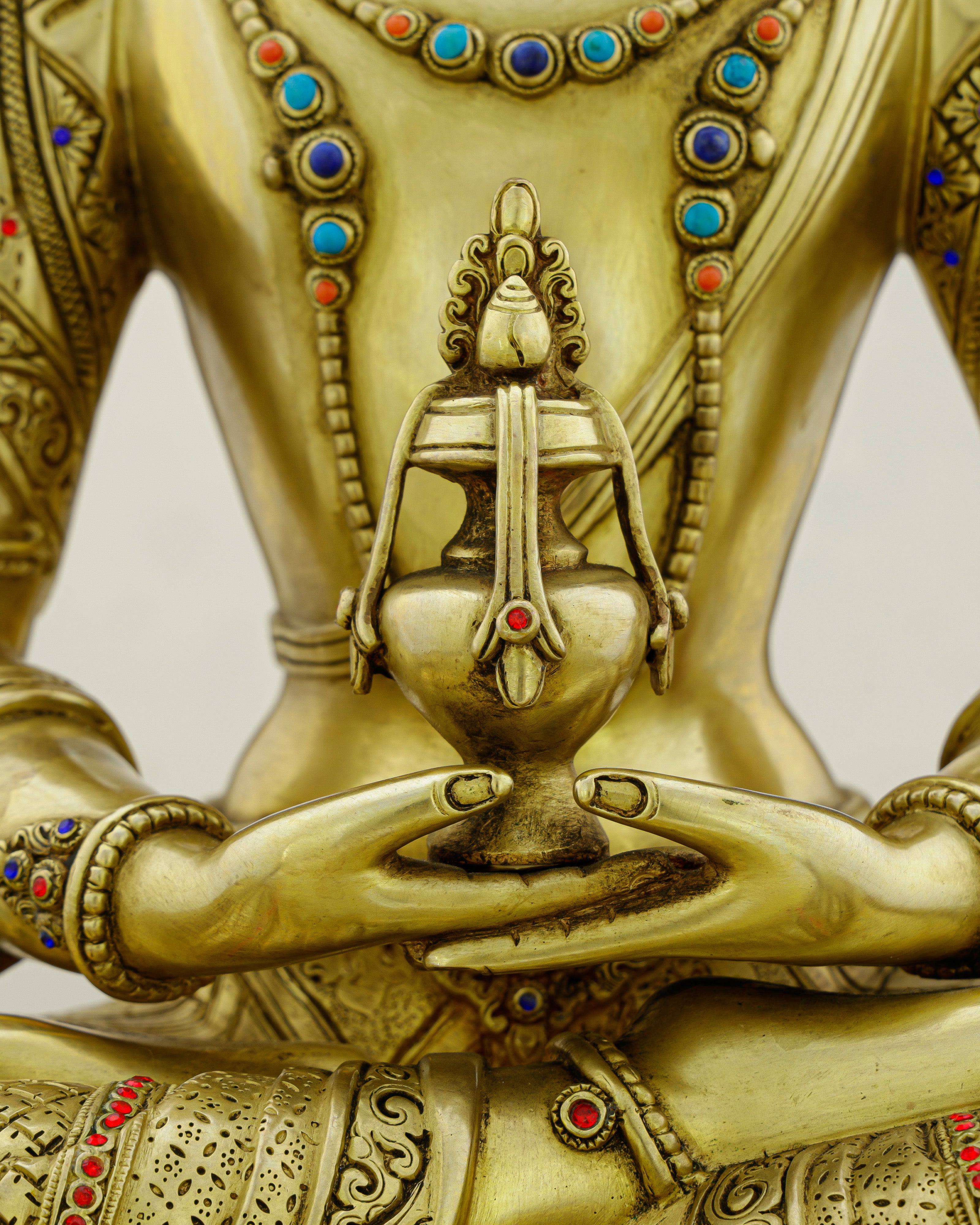Eternal Life in Gold | Handcrafted Amitayus Statue from Patan, Nepal