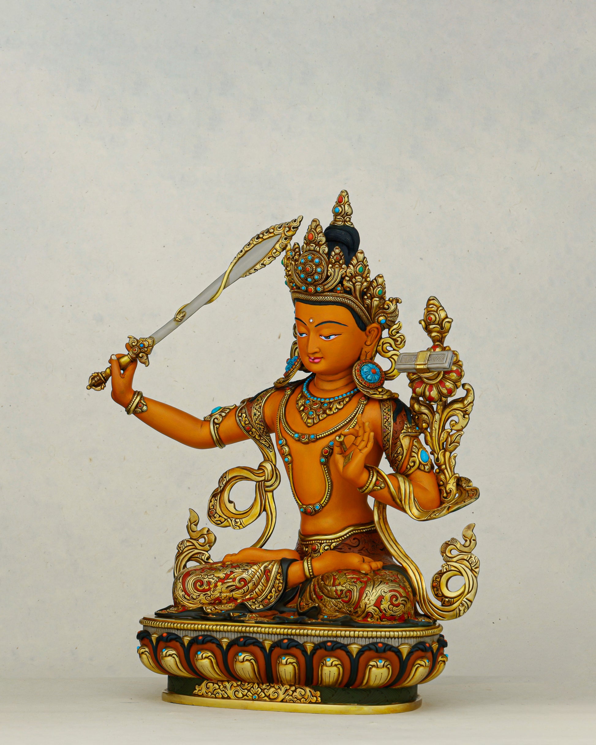 The Sword of Wisdom | Handcrafted Manjushri Statue from Nepal - Authentic Handcrafted Statue