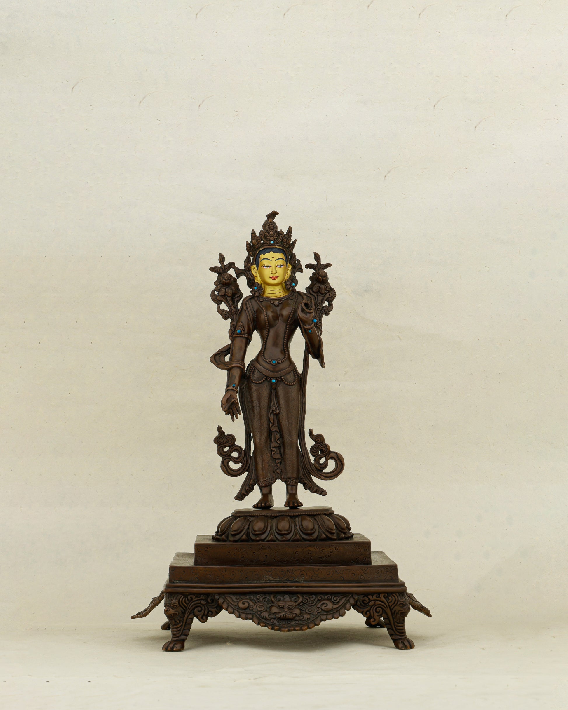 She Stands and the World Softens | Nepalese Oxidized Standing Tara - Authentic Handcrafted Statue