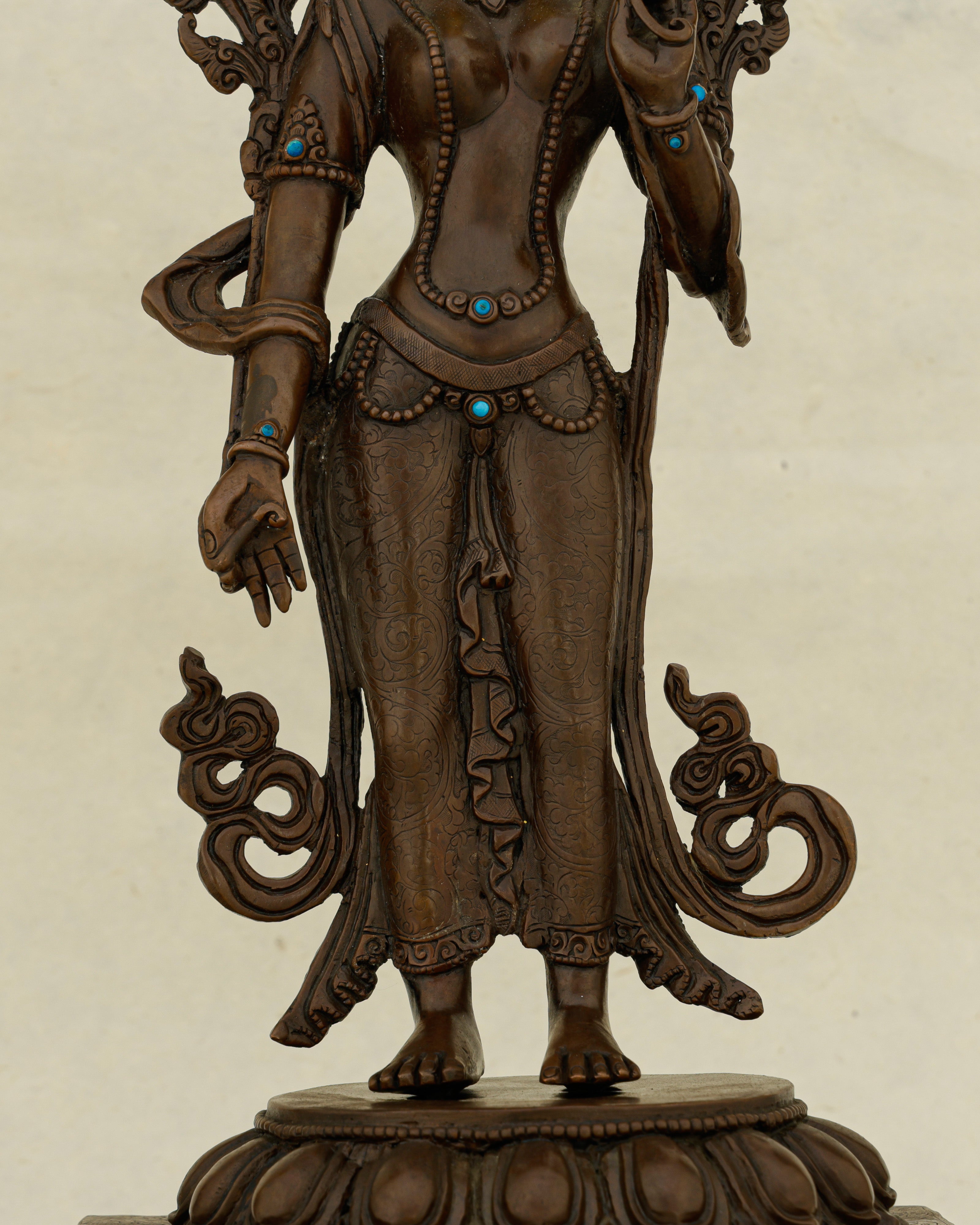 She Stands and the World Softens | Nepalese Oxidized Standing Tara