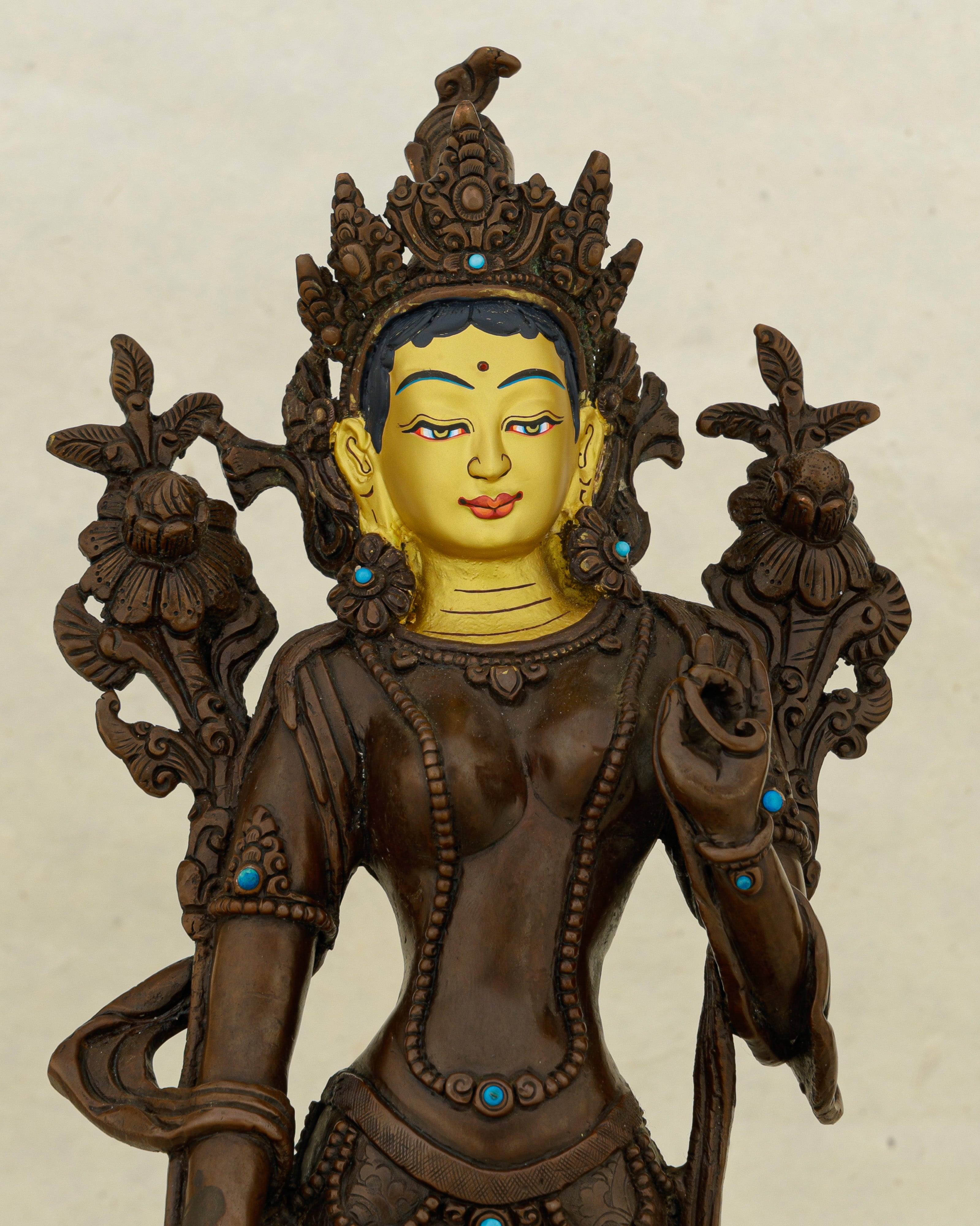 She Stands and the World Softens | Nepalese Oxidized Standing Tara