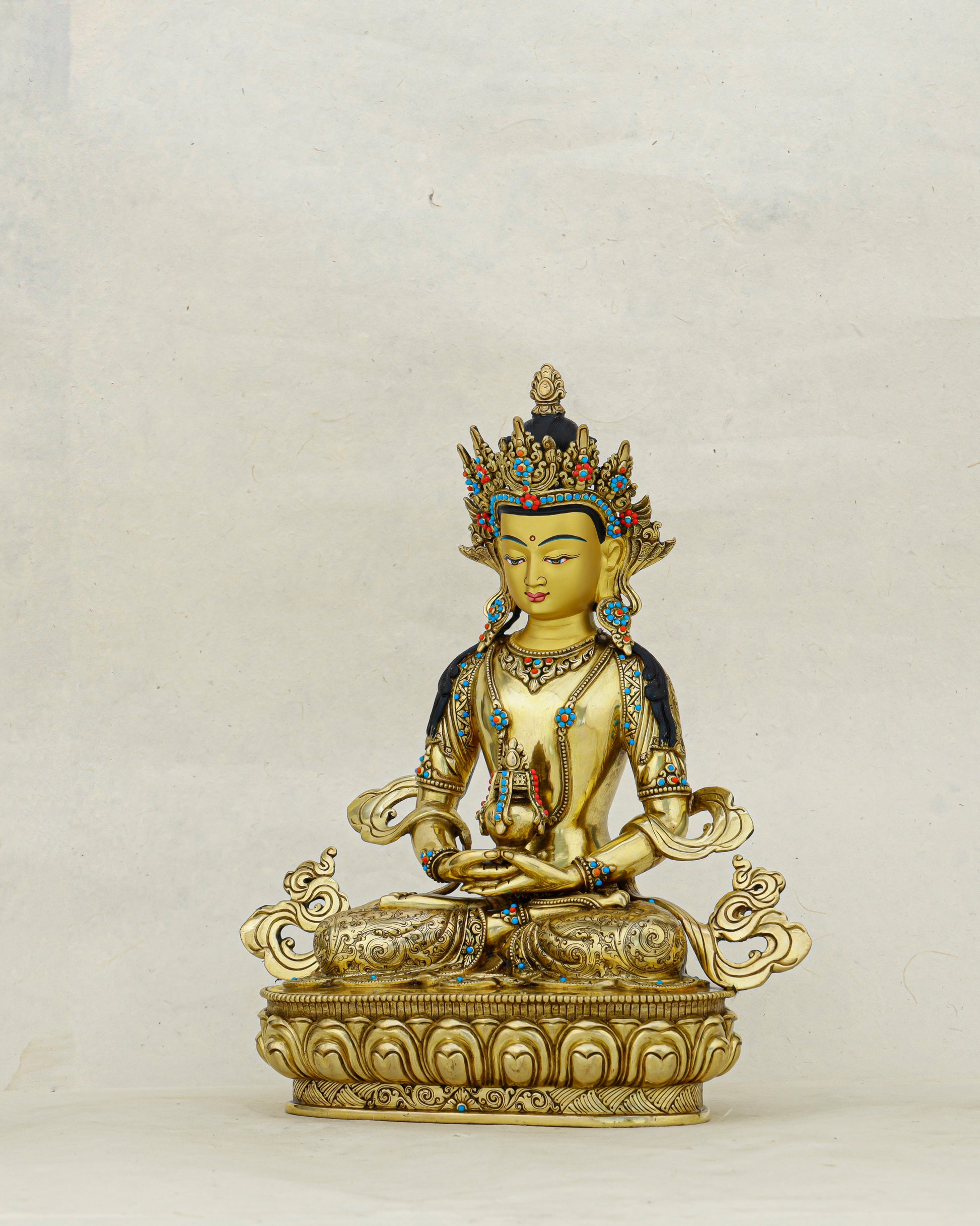 Gilded in Gold, Boundless in Life | Nepalese 24K Amitayus Statue That Blesses Every Breath - Authentic Handcrafted Statue