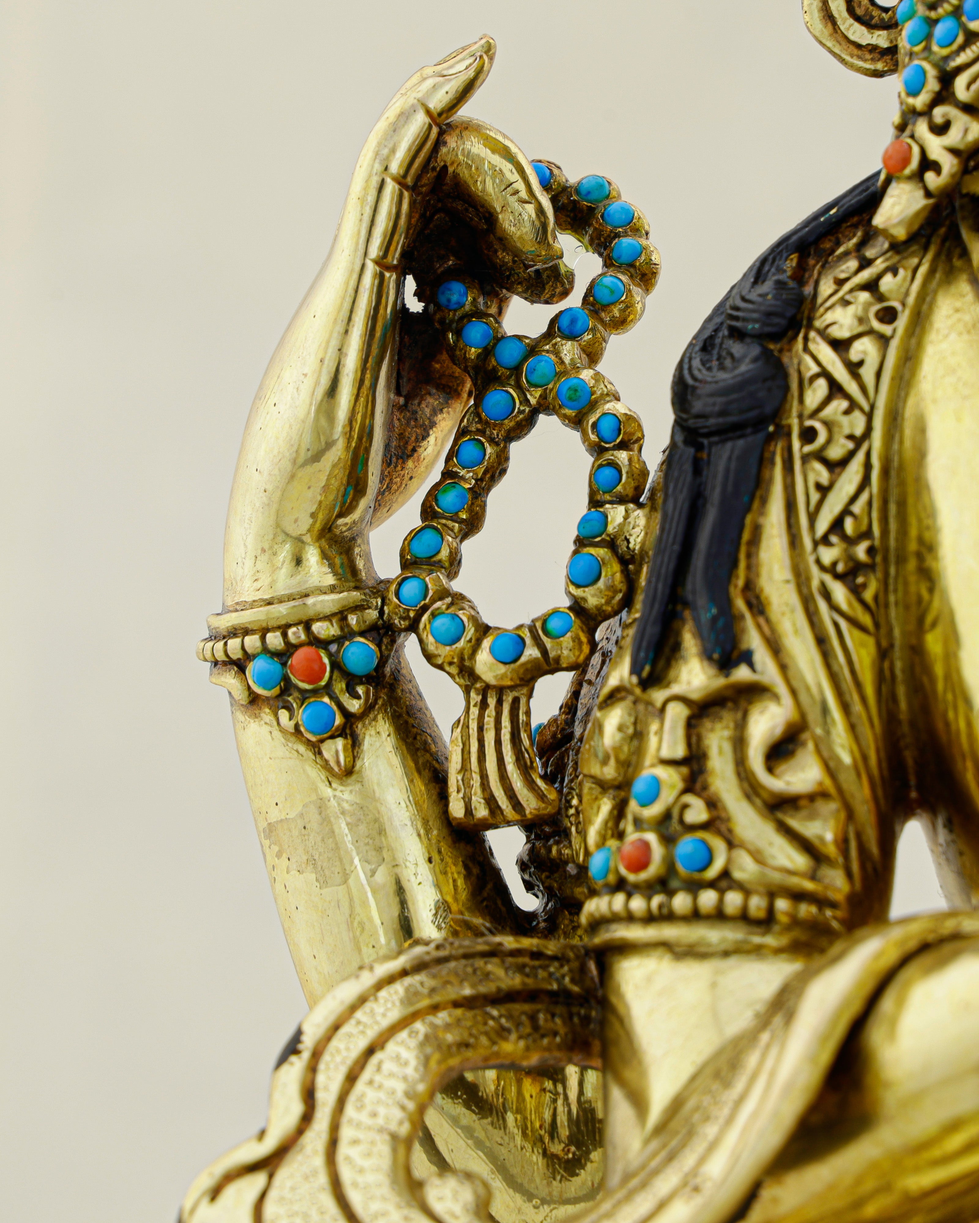 Four Arms, One Heart | Nepalese 24K Gold Chengresi Statue That Holds the World in Compassion