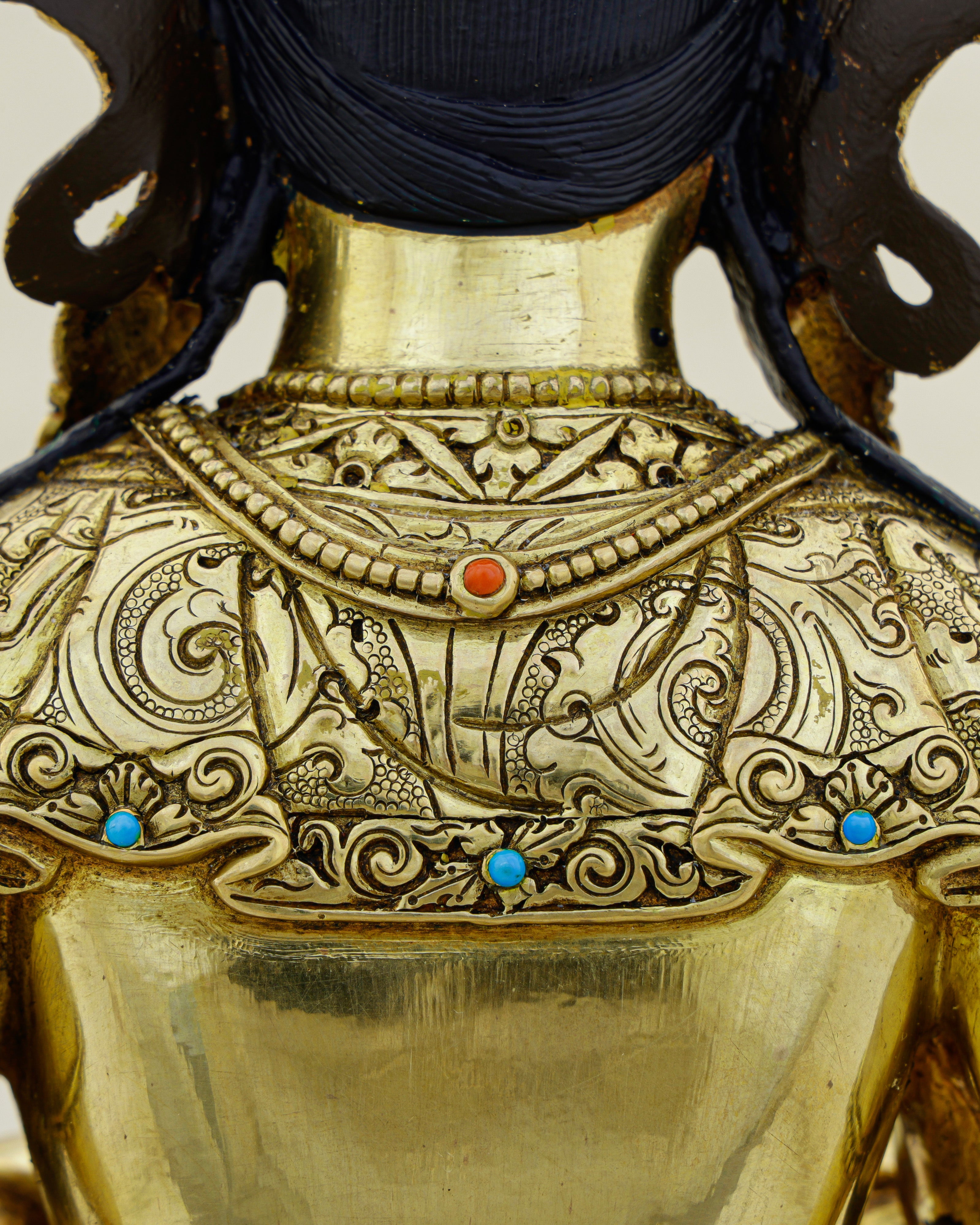 Four Arms, One Heart | Nepalese 24K Gold Chengresi Statue That Holds the World in Compassion
