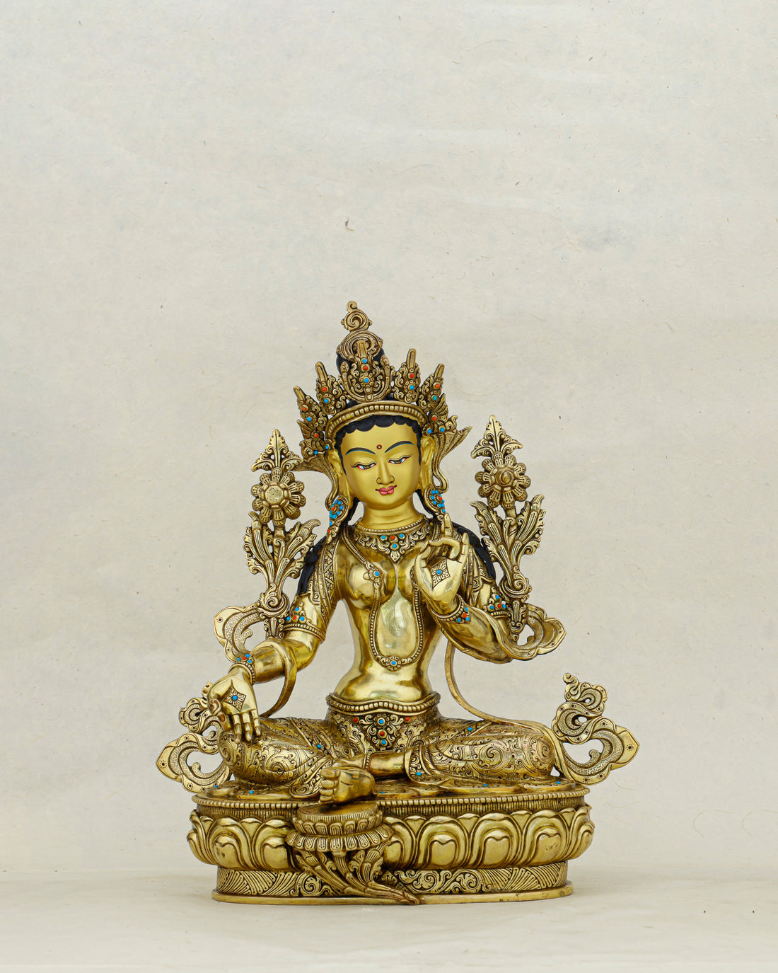 Swift as Grace, Bright as Gold | Nepalese 24K Green Tara Statue That Answers Every Call - Handcrafted Buddhist Statue