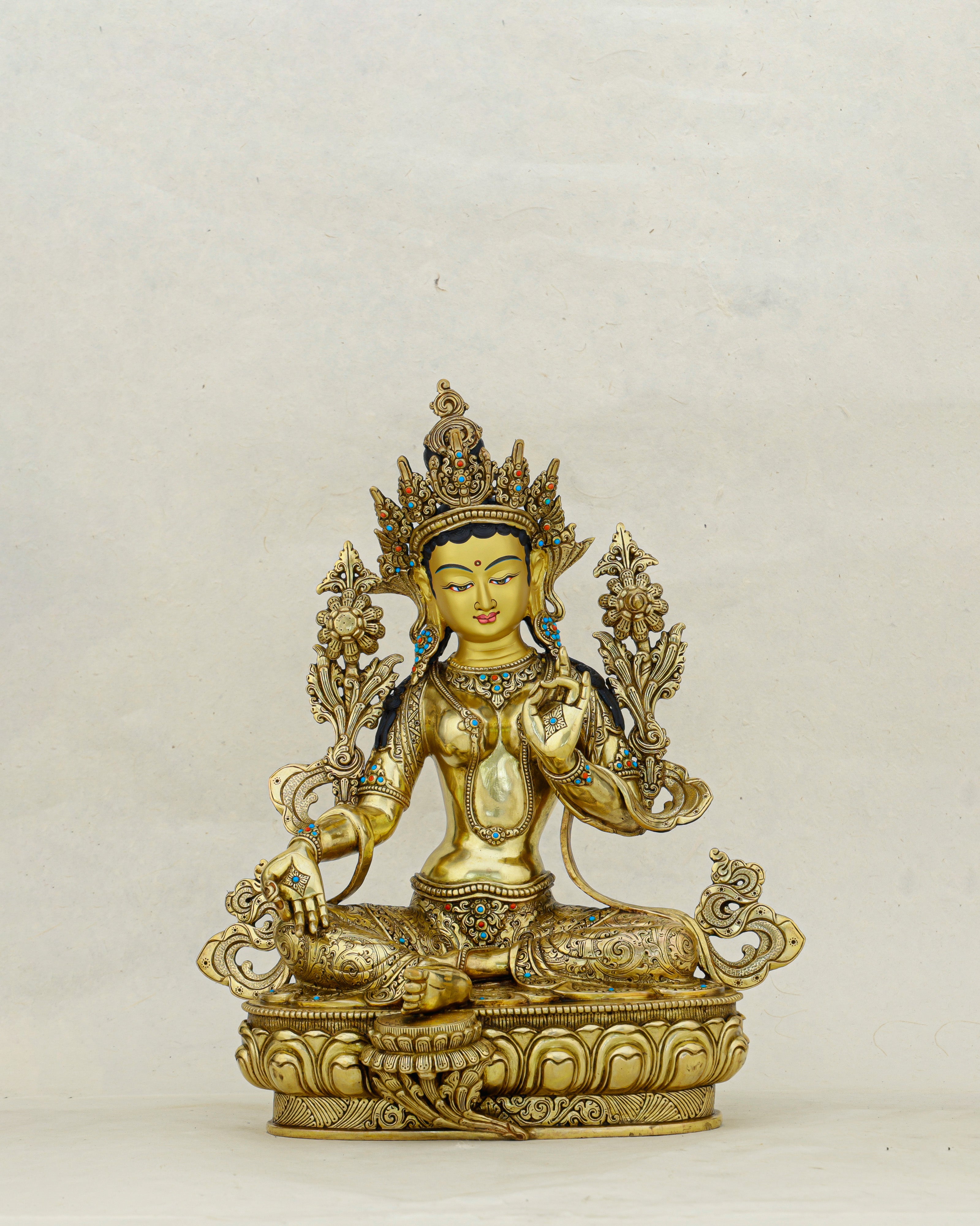 Swift as Grace, Bright as Gold | Nepalese 24K Green Tara Statue That Answers Every Call