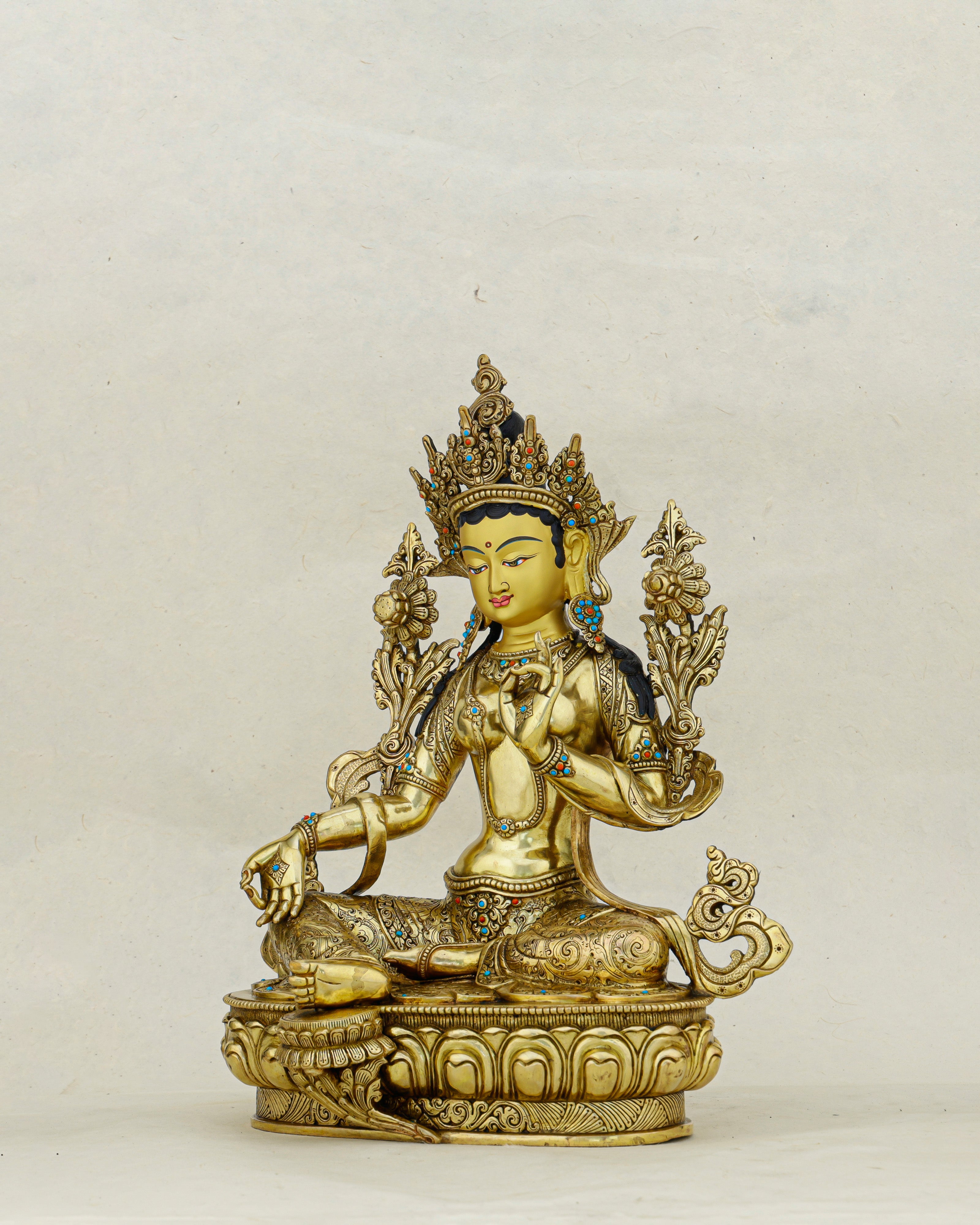 Swift as Grace, Bright as Gold | Nepalese 24K Green Tara Statue That Answers Every Call