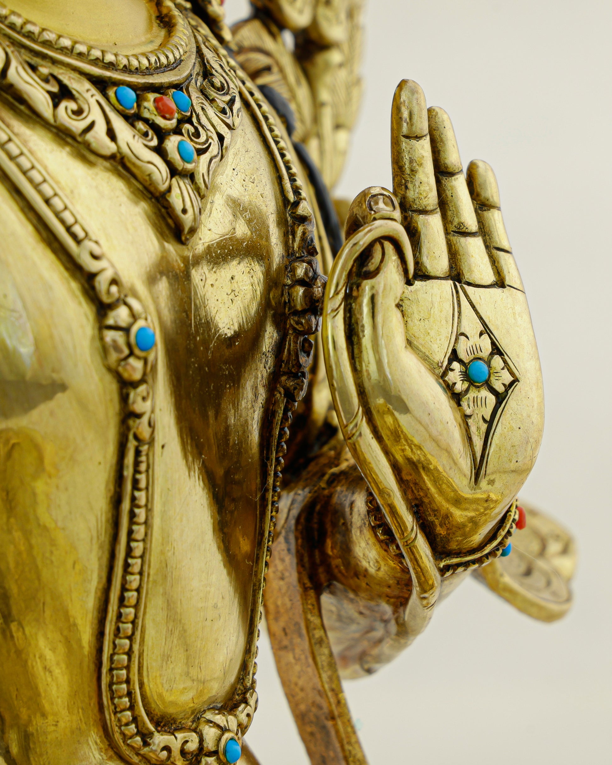 The Sword That Cuts Through Darkness | Nepalese 24K Gold Manjushri Statue That Awakens Wisdom - Authentic Handcrafted Statue