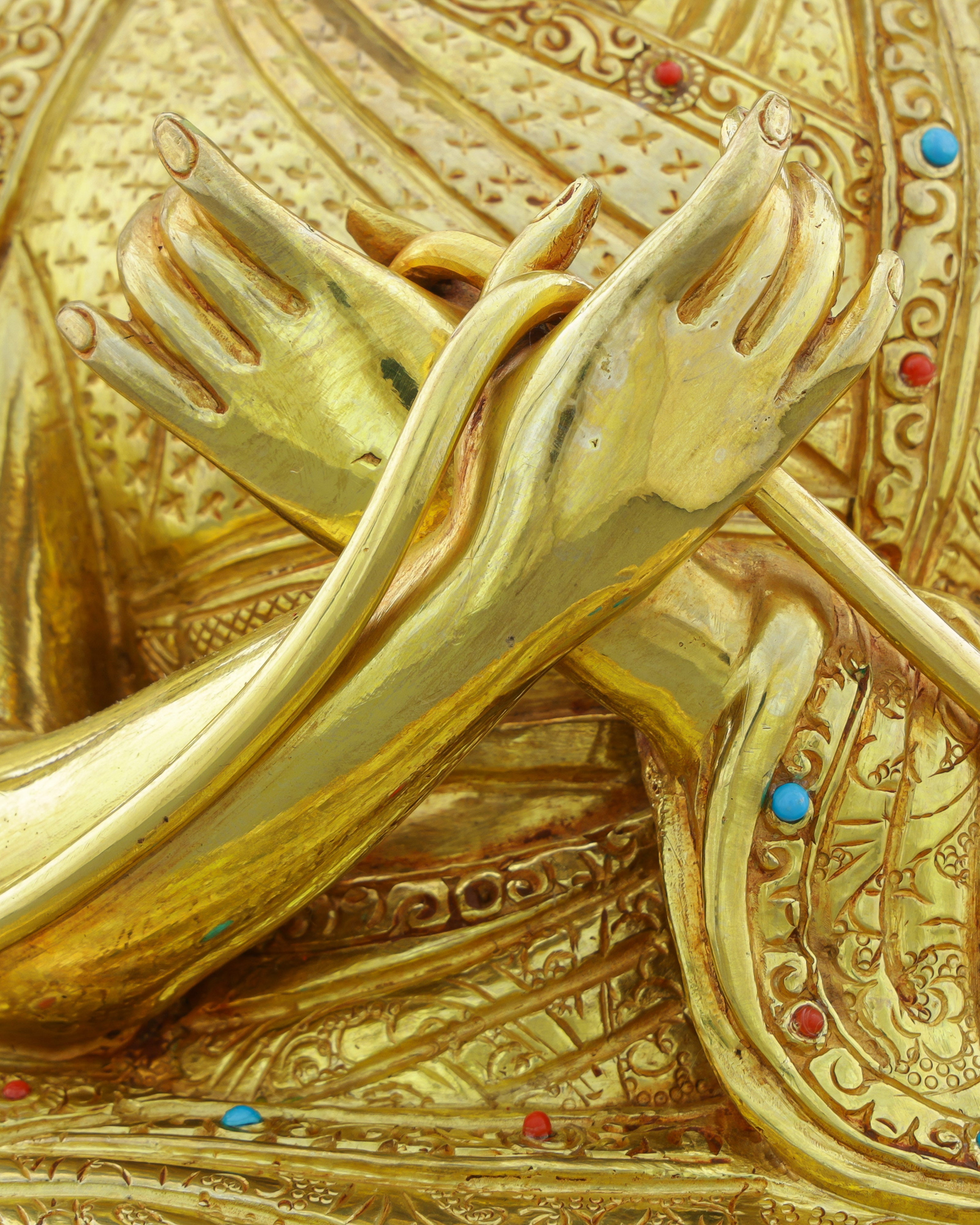 Radiant 24K Gold Gilded 16th Karmapa Statue | Living Legacy of Tibetan Buddhism