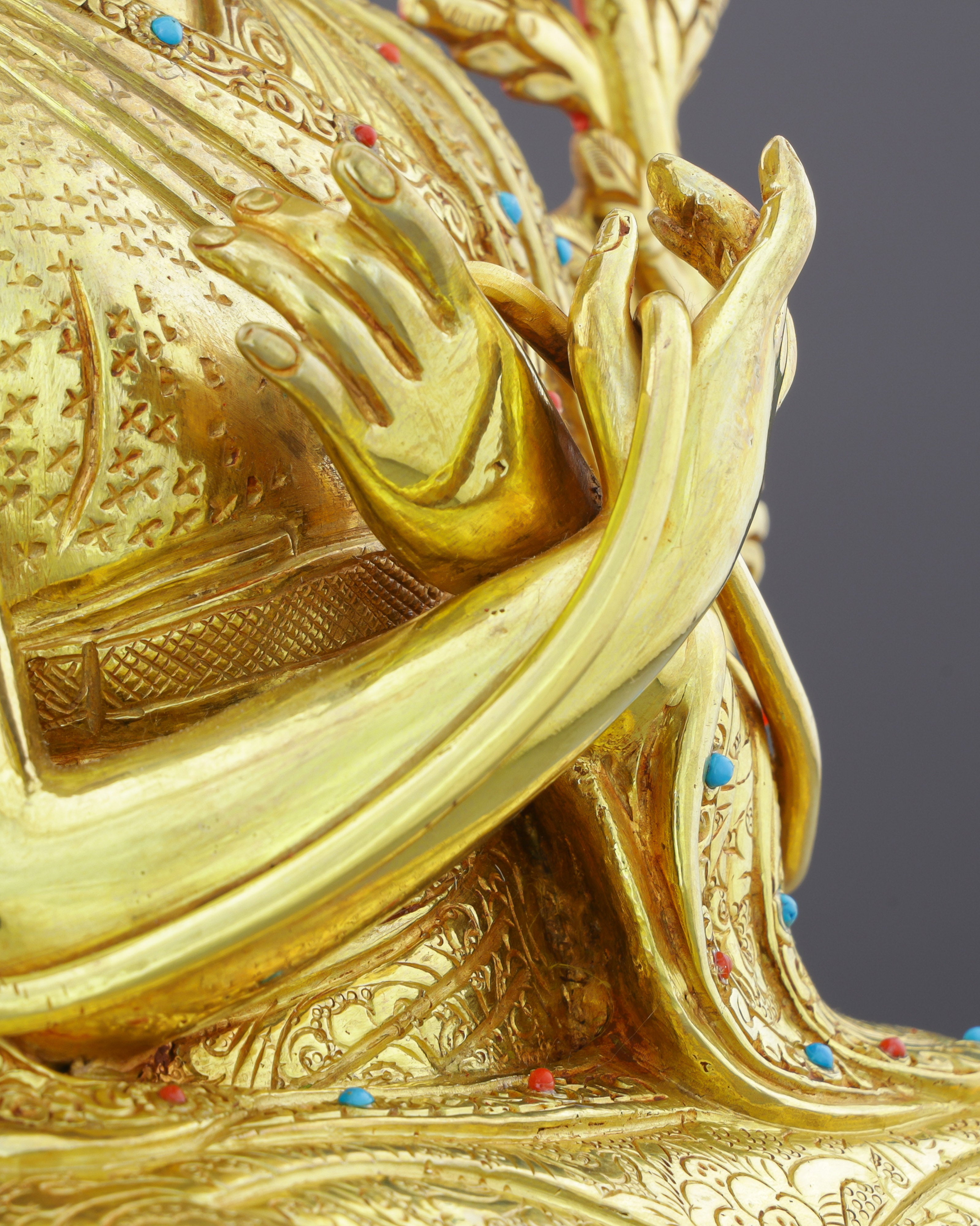 Radiant 24K Gold Gilded 16th Karmapa Statue | Living Legacy of Tibetan Buddhism