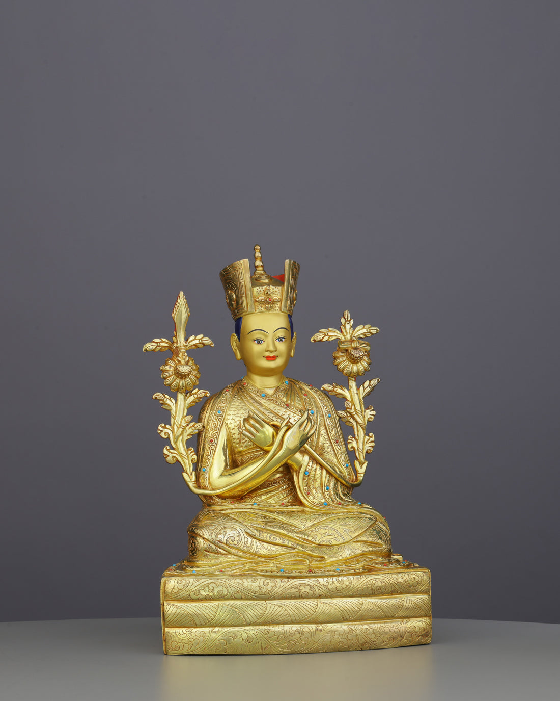 Radiant 24K Gold Gilded 16th Karmapa Statue | Living Legacy of Tibetan Buddhism - Handcrafted Buddhist Statue - Authentic Sacred Art