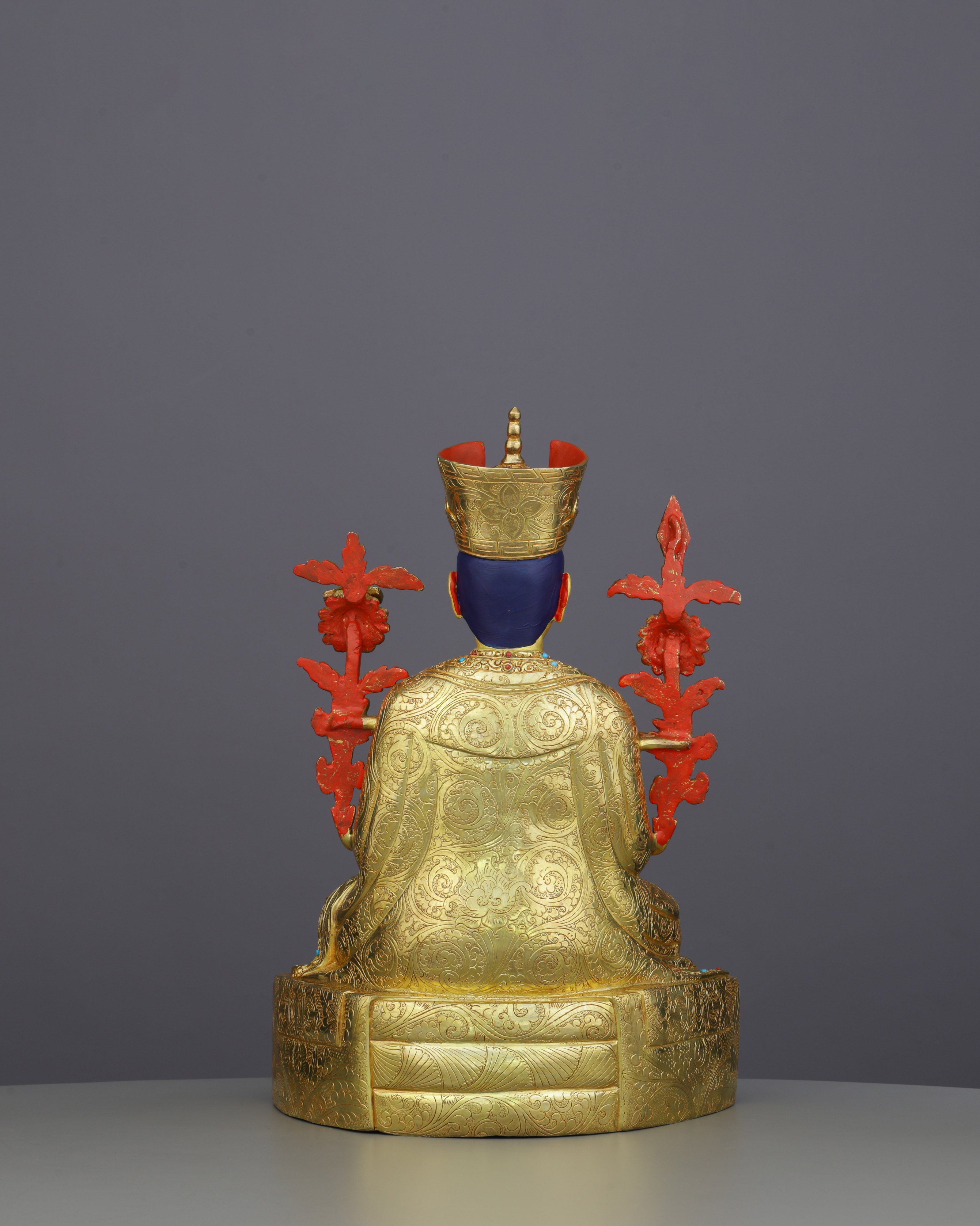 Radiant 24K Gold Gilded 16th Karmapa Statue | Living Legacy of Tibetan Buddhism