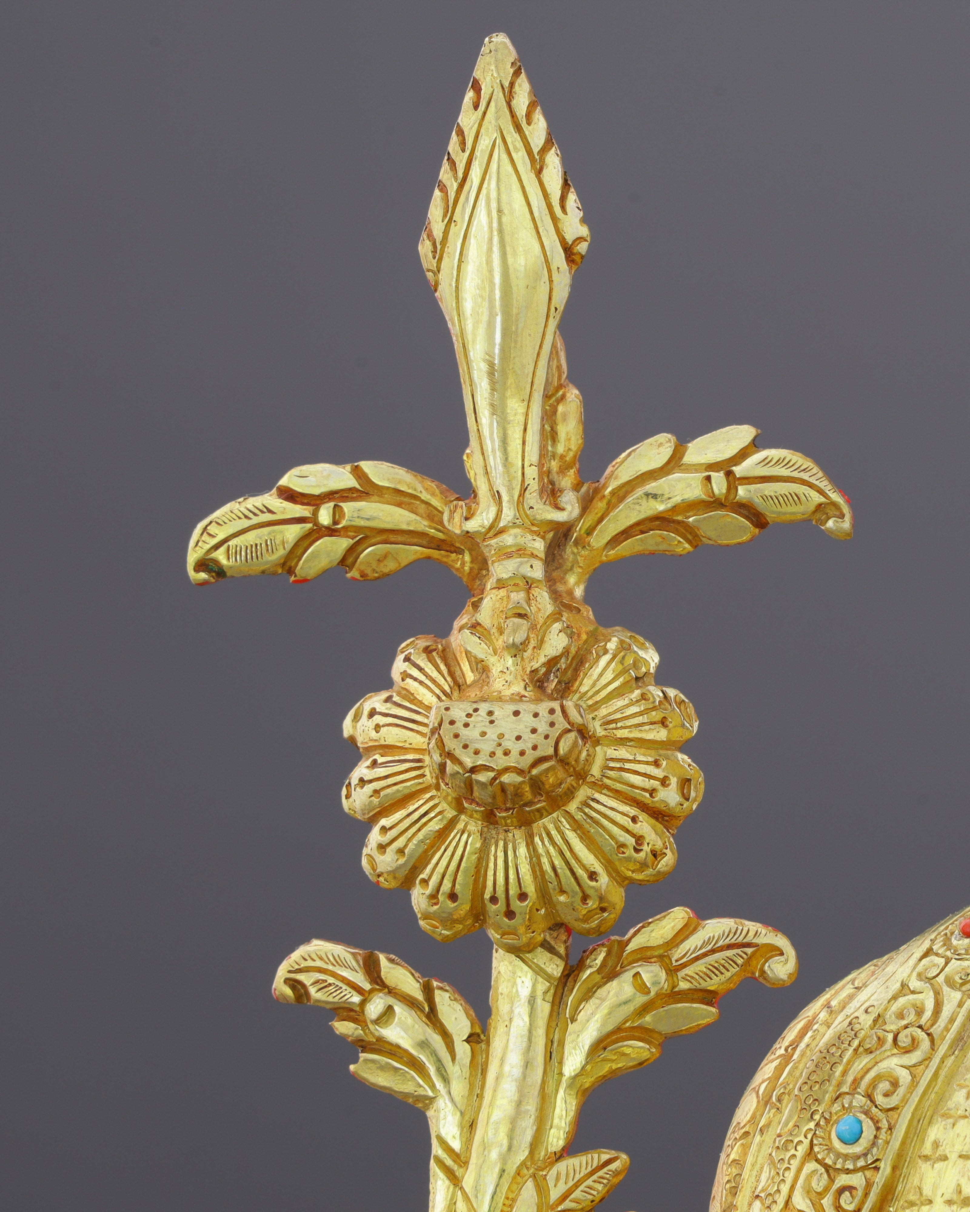 Radiant 24K Gold Gilded 16th Karmapa Statue | Living Legacy of Tibetan Buddhism