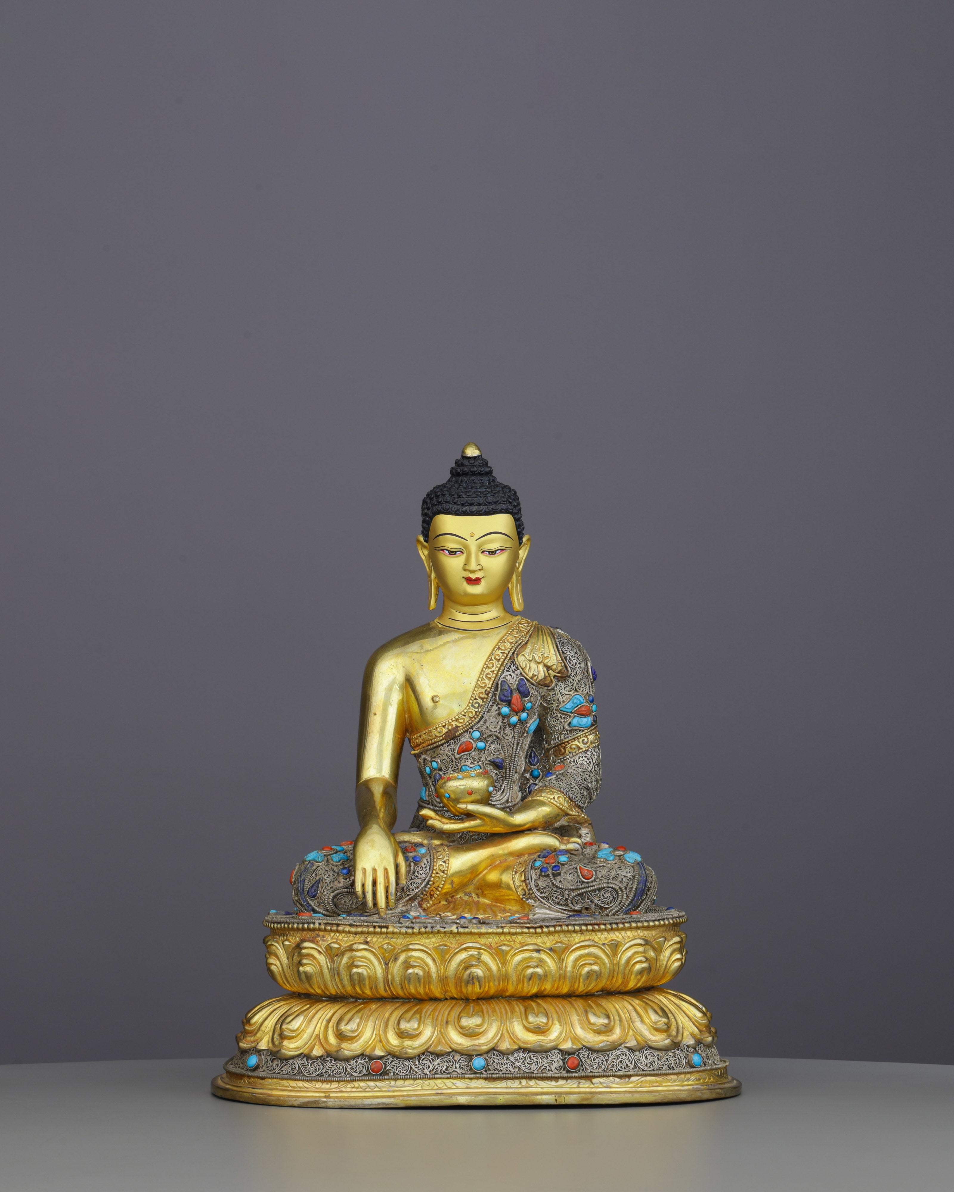 Exquisite 24K Gold Gilded Sakyamuni Buddha Statue | Masterpiece of Nepalese Artistry