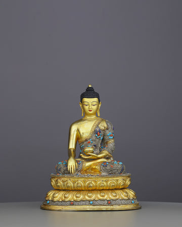 Exquisite 24K Gold Gilded Sakyamuni Buddha Statue | Masterpiece of Nepalese Artistry