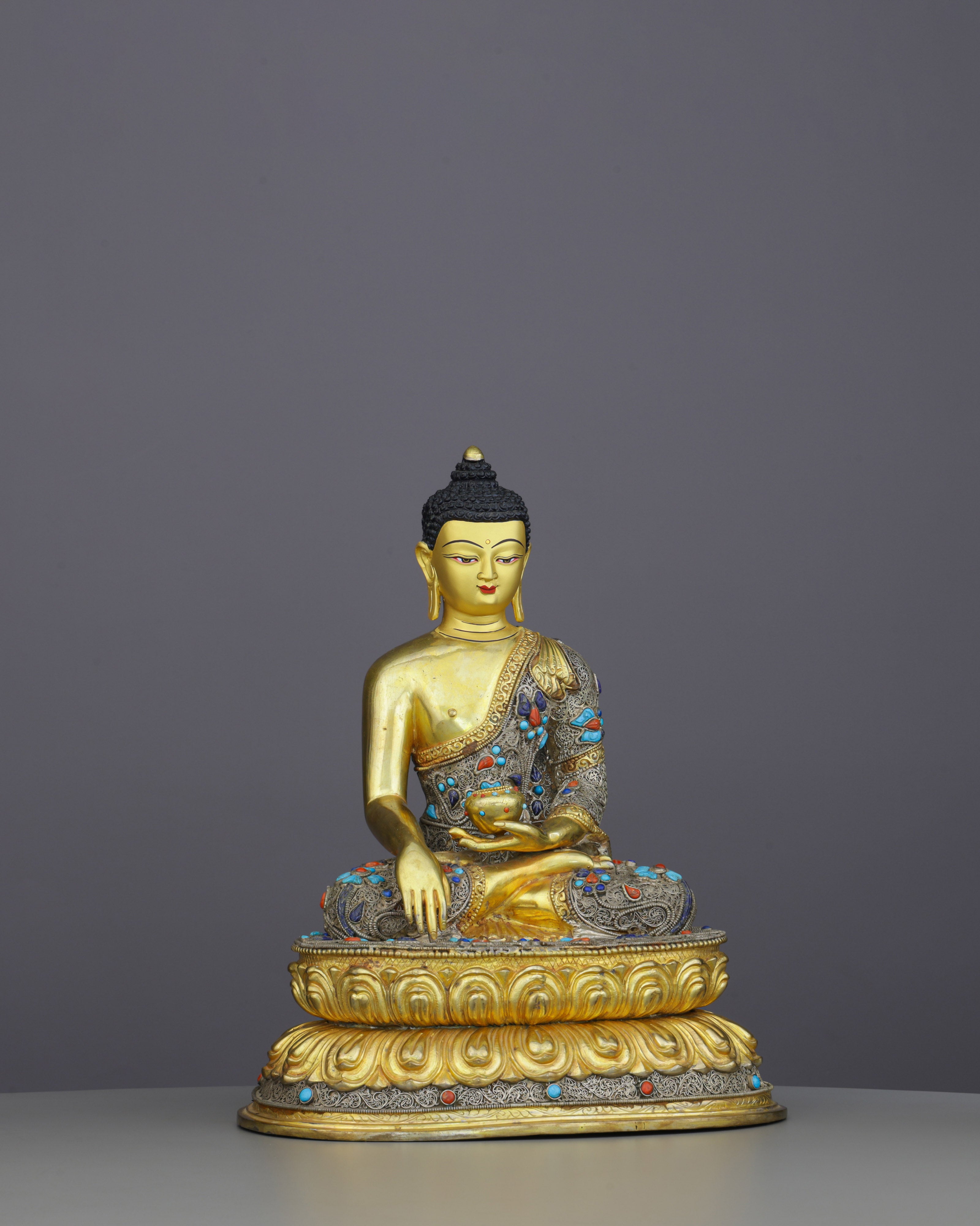 Exquisite 24K Gold Gilded Sakyamuni Buddha Statue | Masterpiece of Nepalese Artistry