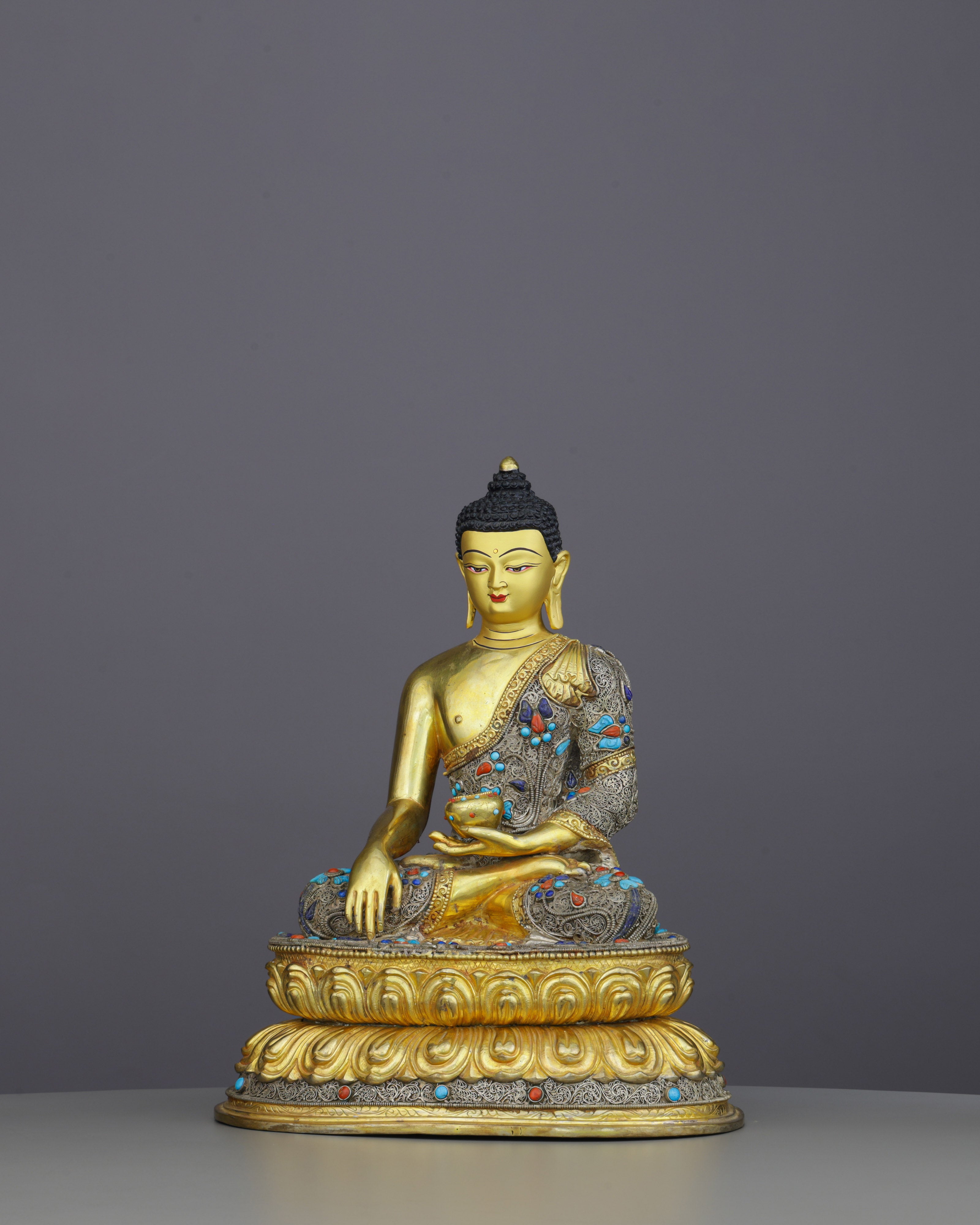 Exquisite 24K Gold Gilded Sakyamuni Buddha Statue | Masterpiece of Nepalese Artistry