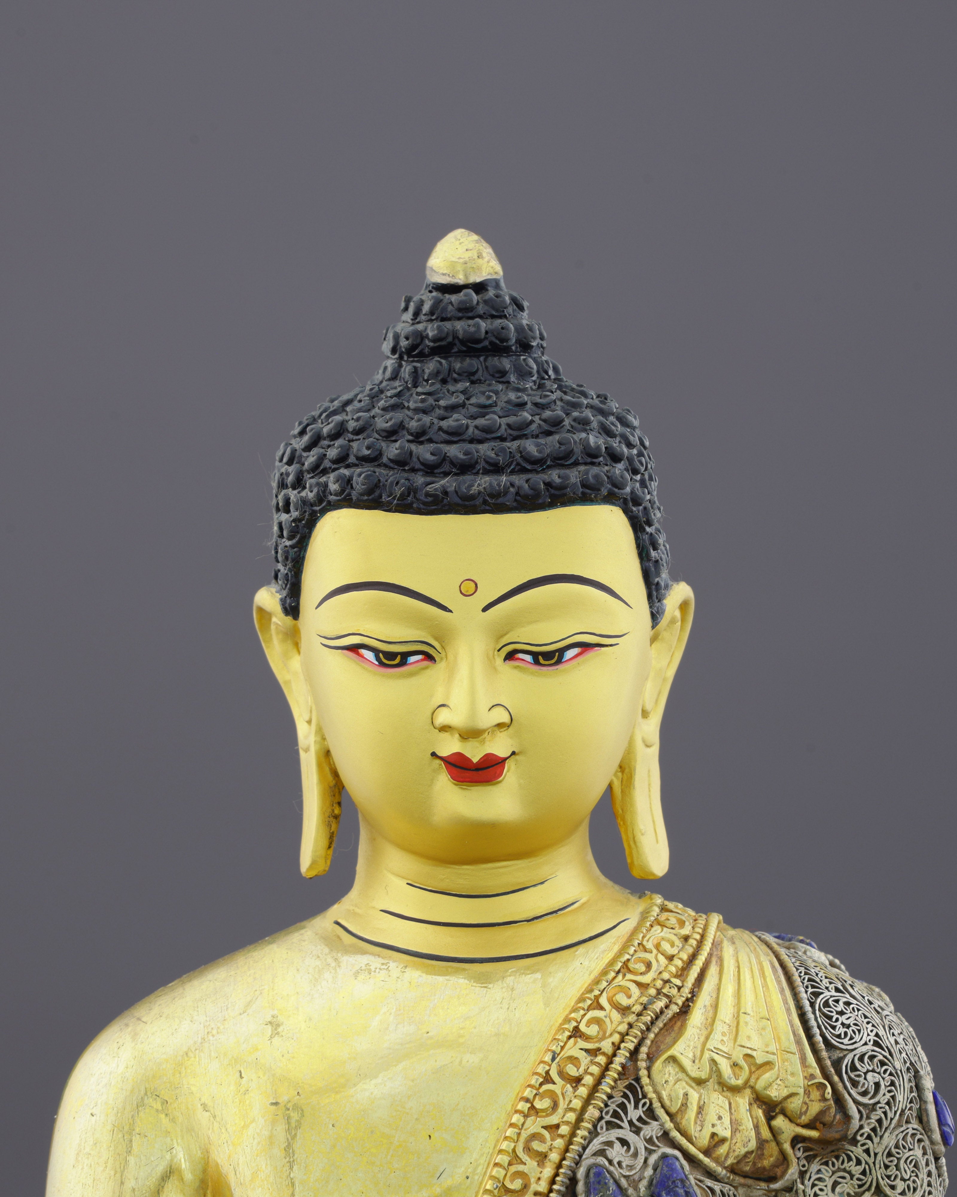 Exquisite 24K Gold Gilded Sakyamuni Buddha Statue | Masterpiece of Nepalese Artistry