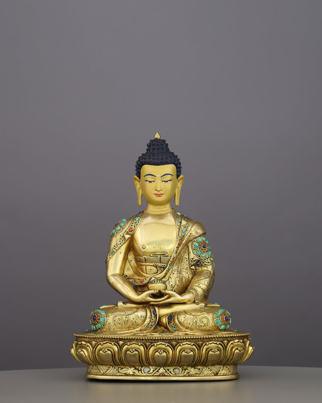 Amitabha Buddha Statue | A Timeless Gilded Masterpiece From the Heart of Nepal - Handcrafted Buddhist Statue