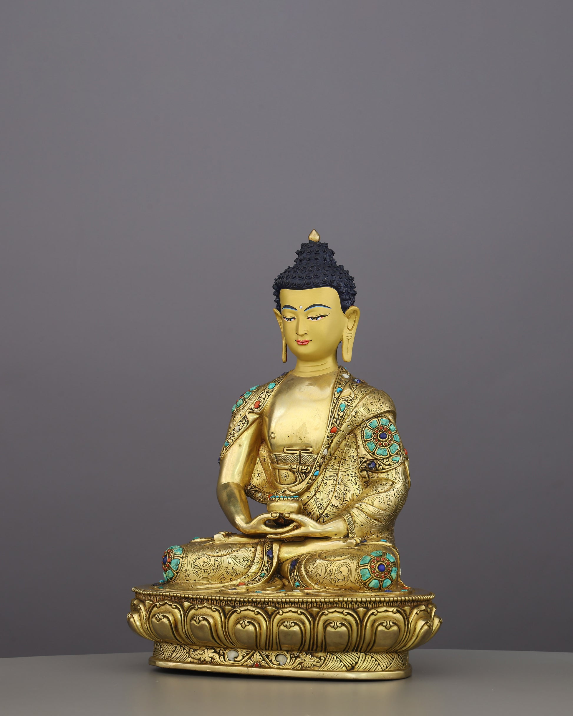 Amitabha Buddha Statue | A Timeless Gilded Masterpiece From the Heart of Nepal - Authentic Handcrafted Statue
