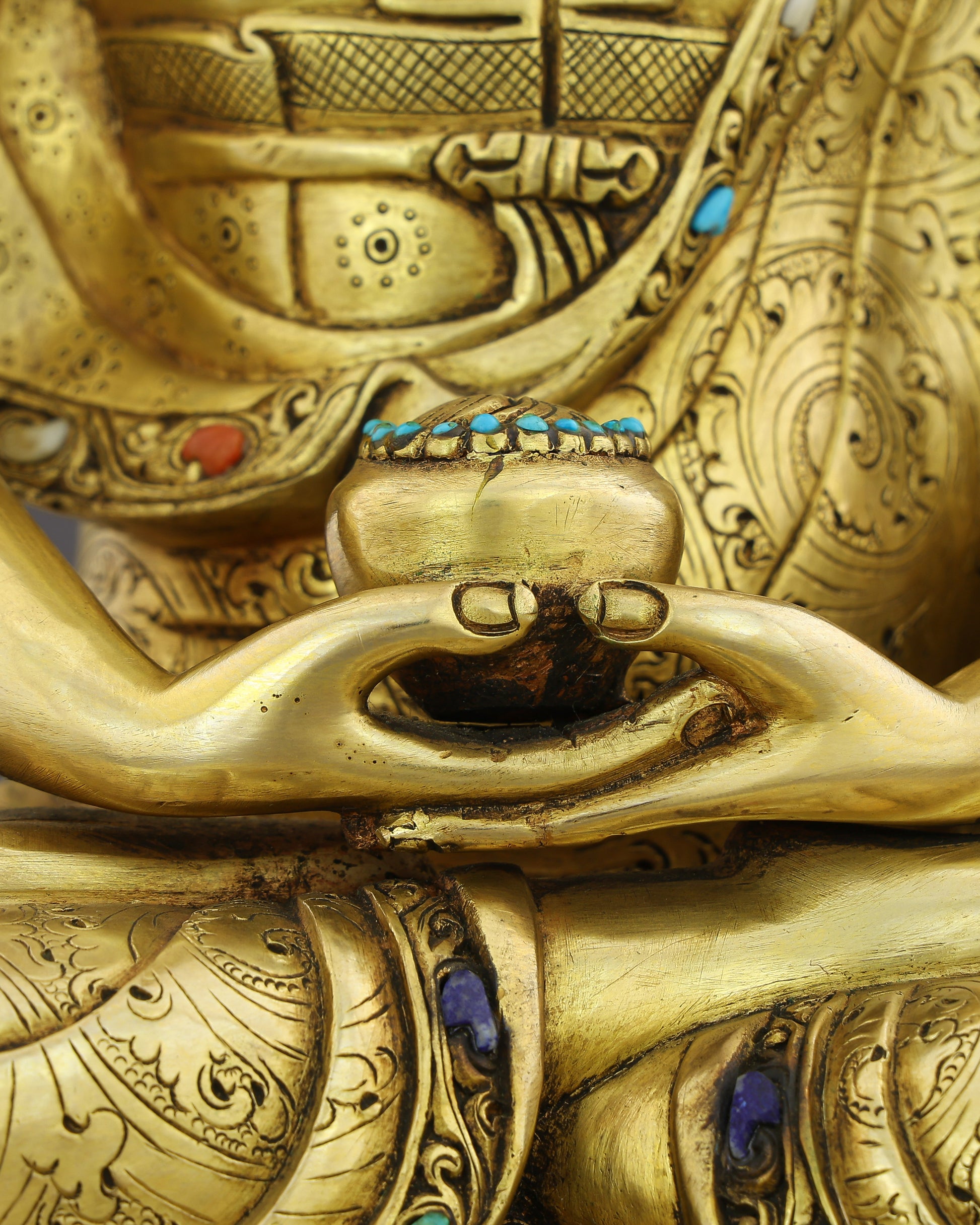Amitabha Buddha Statue | A Timeless Gilded Masterpiece From the Heart of Nepal - Authentic Handcrafted Statue