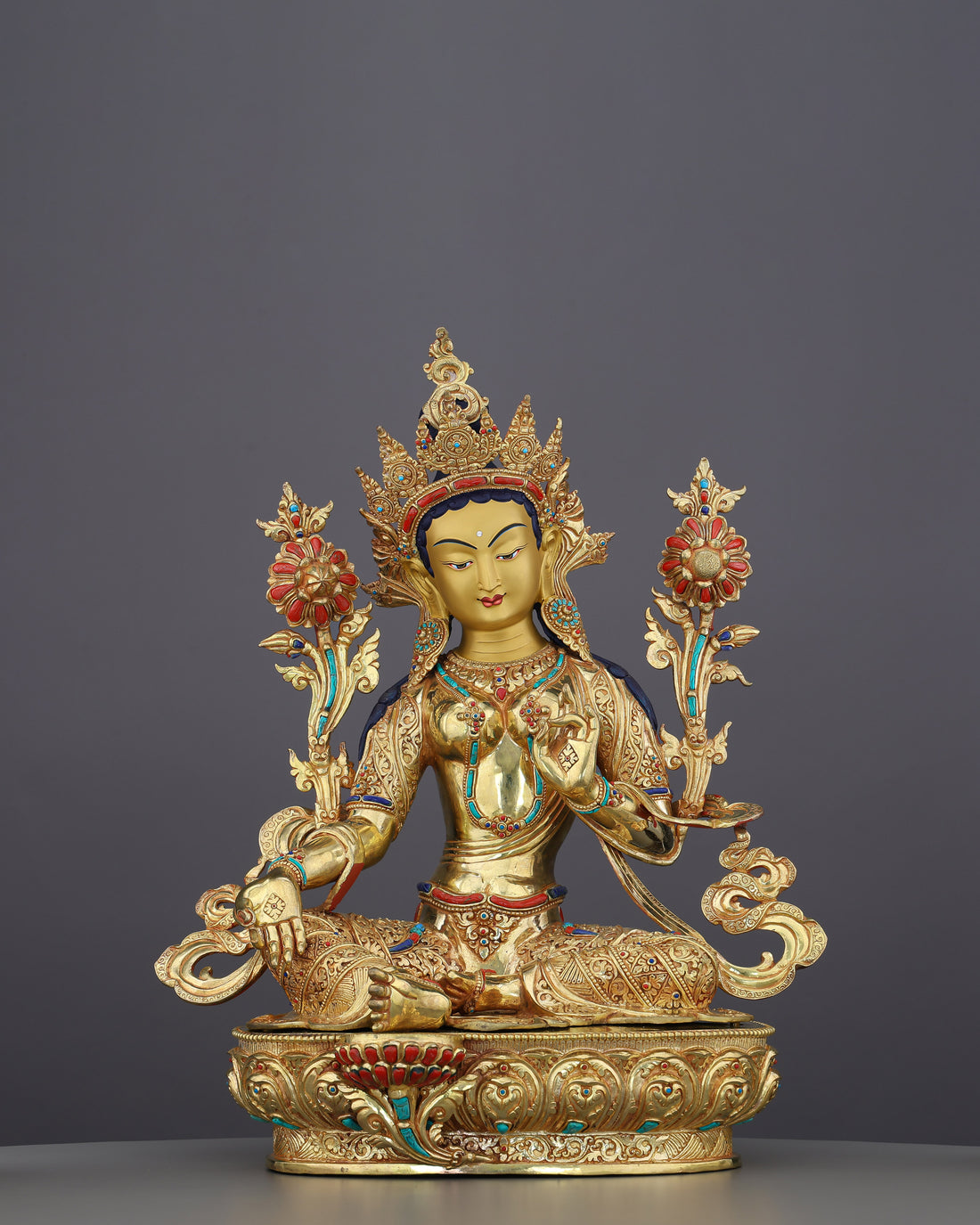 Green Tara Statue | The Golden Mother of Swift Compassion, Handcrafted in Nepal - Handcrafted Buddhist Statue