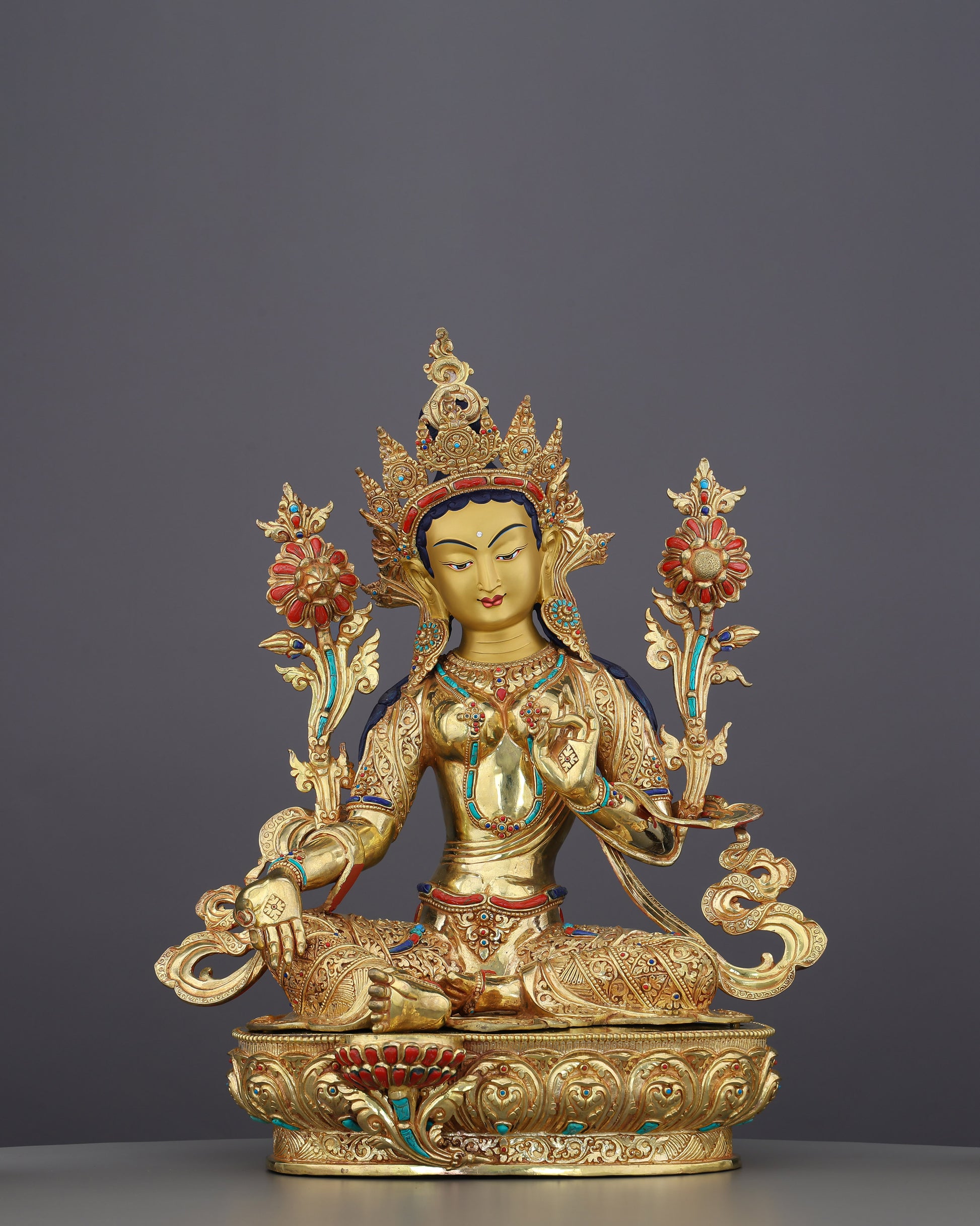 Green Tara Statue | The Golden Mother of Swift Compassion, Handcrafted in Nepal - Authentic Handcrafted Statue