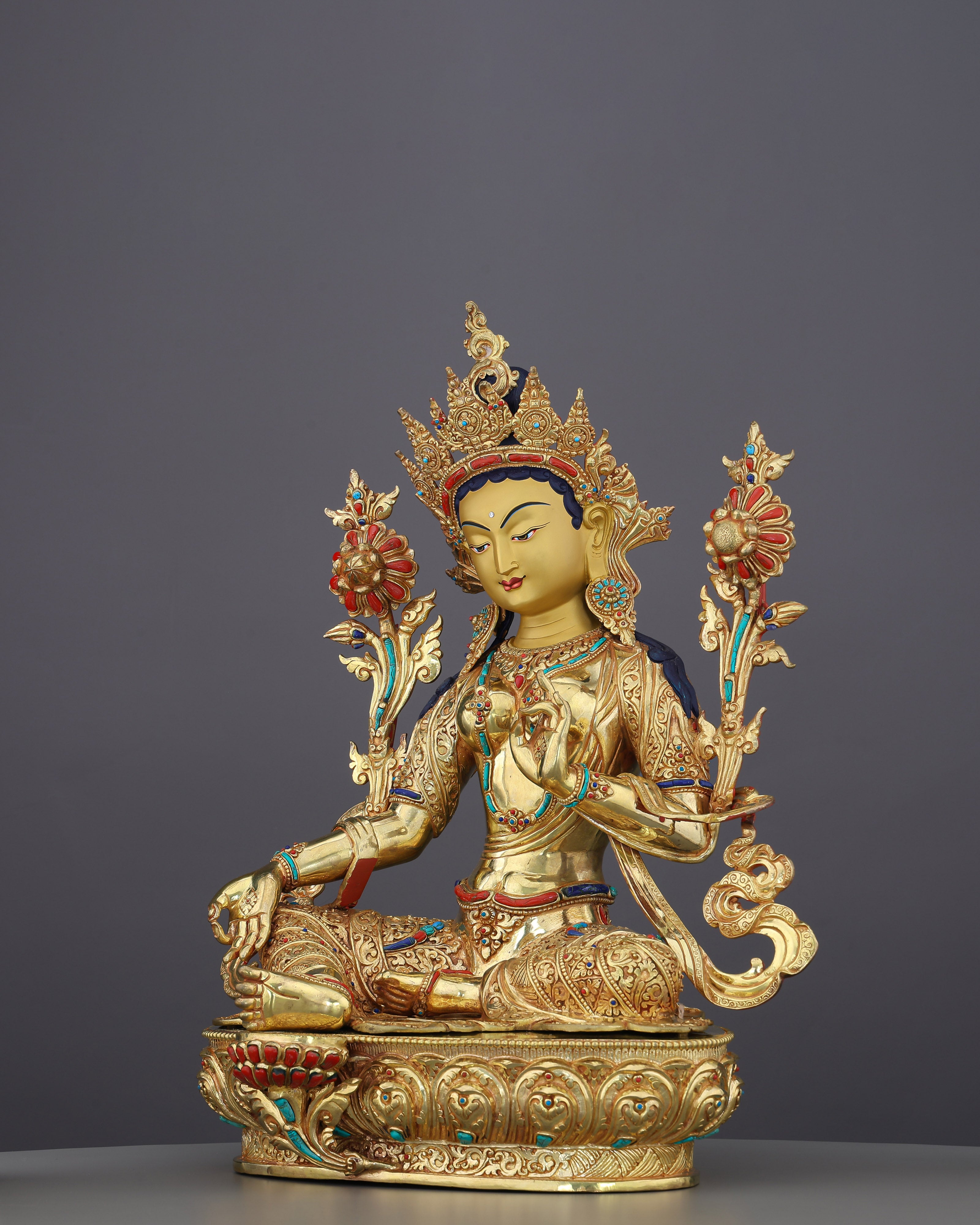 Green Tara Statue | The Golden Mother of Swift Compassion, Handcrafted in Nepal