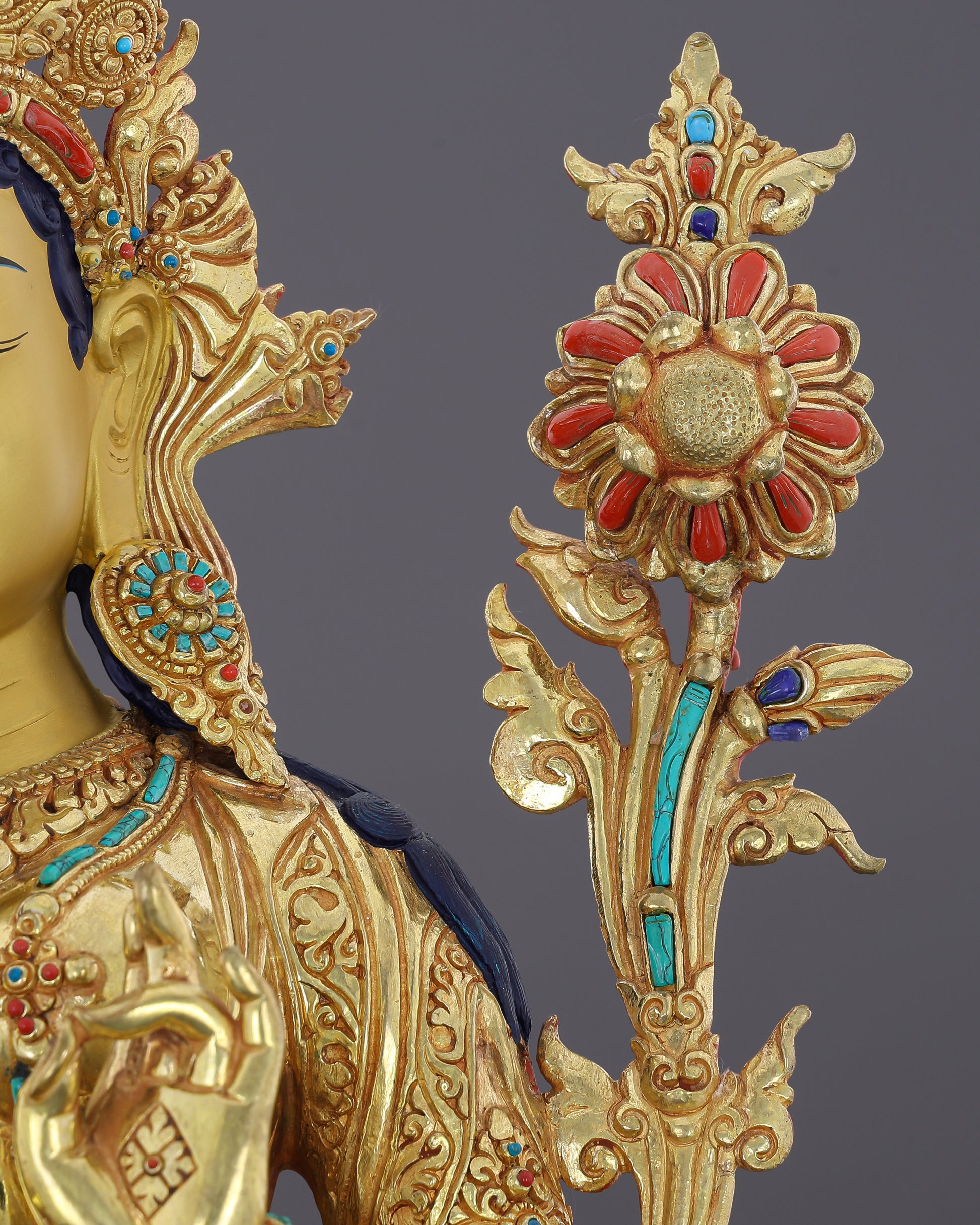 Green Tara Statue | The Golden Mother of Swift Compassion, Handcrafted in Nepal - Authentic Handcrafted Statue