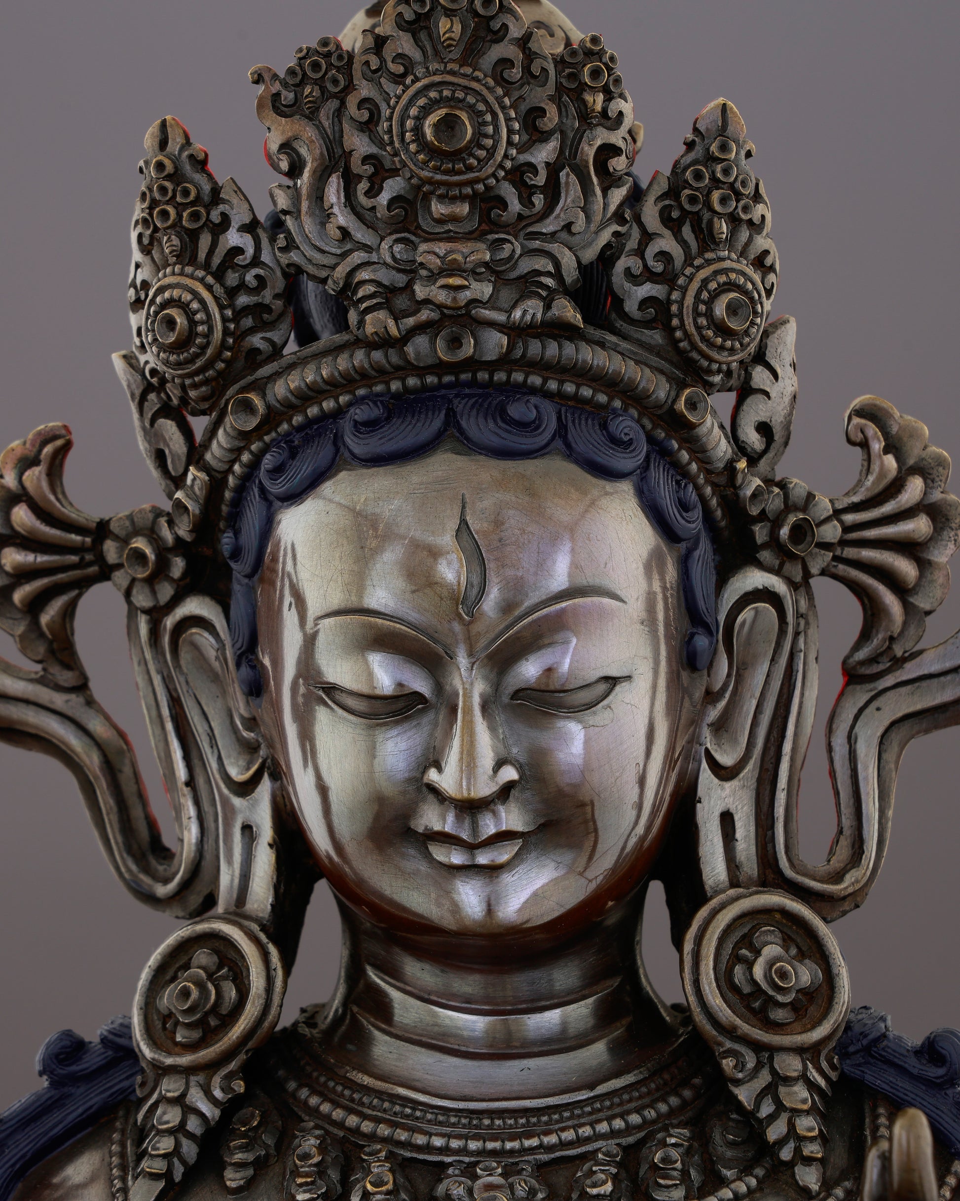 Stillness That Heals | Handcrafted Oxidized White Tara - Authentic Handcrafted Statue