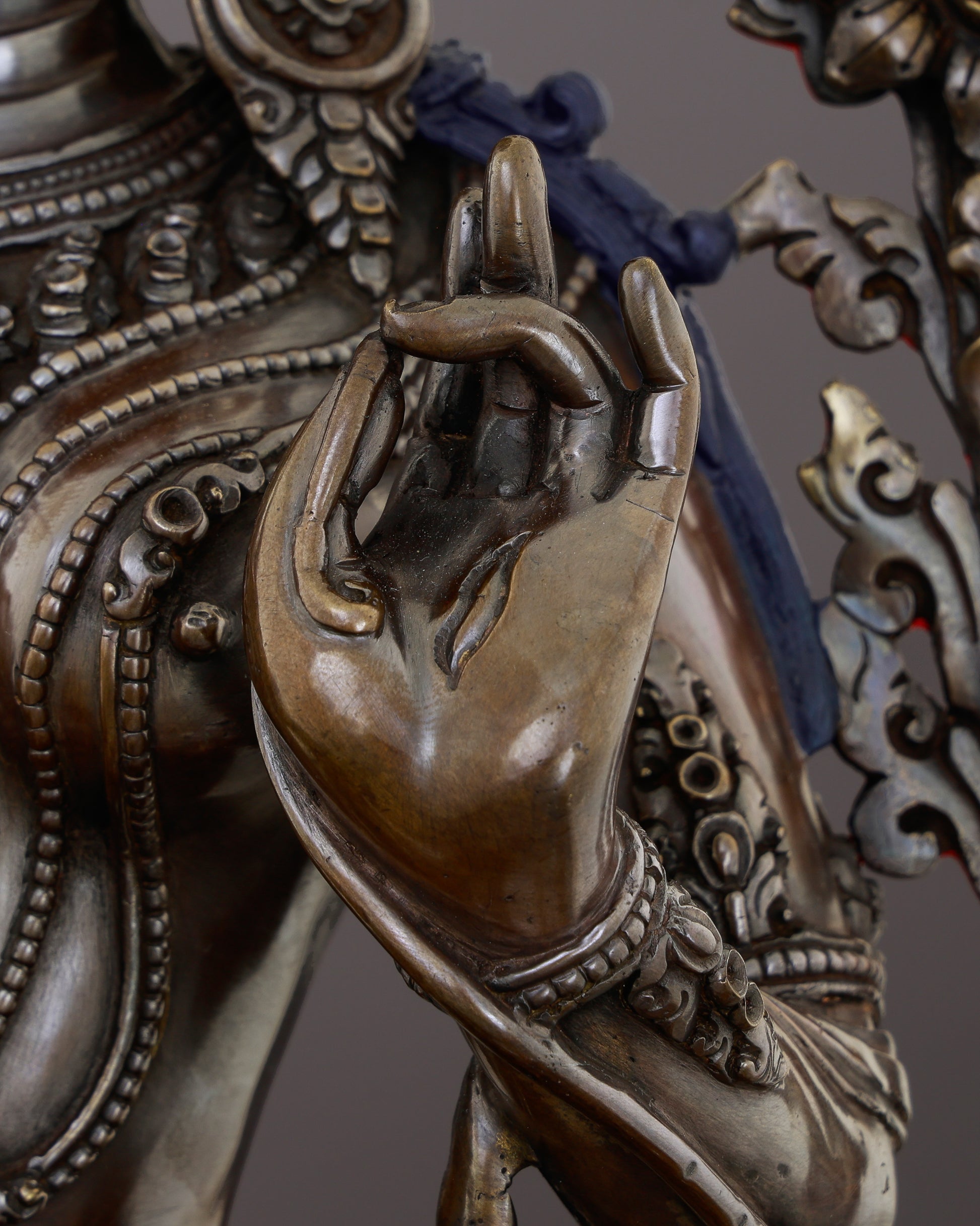 Stillness That Heals | Handcrafted Oxidized White Tara - Authentic Handcrafted Statue