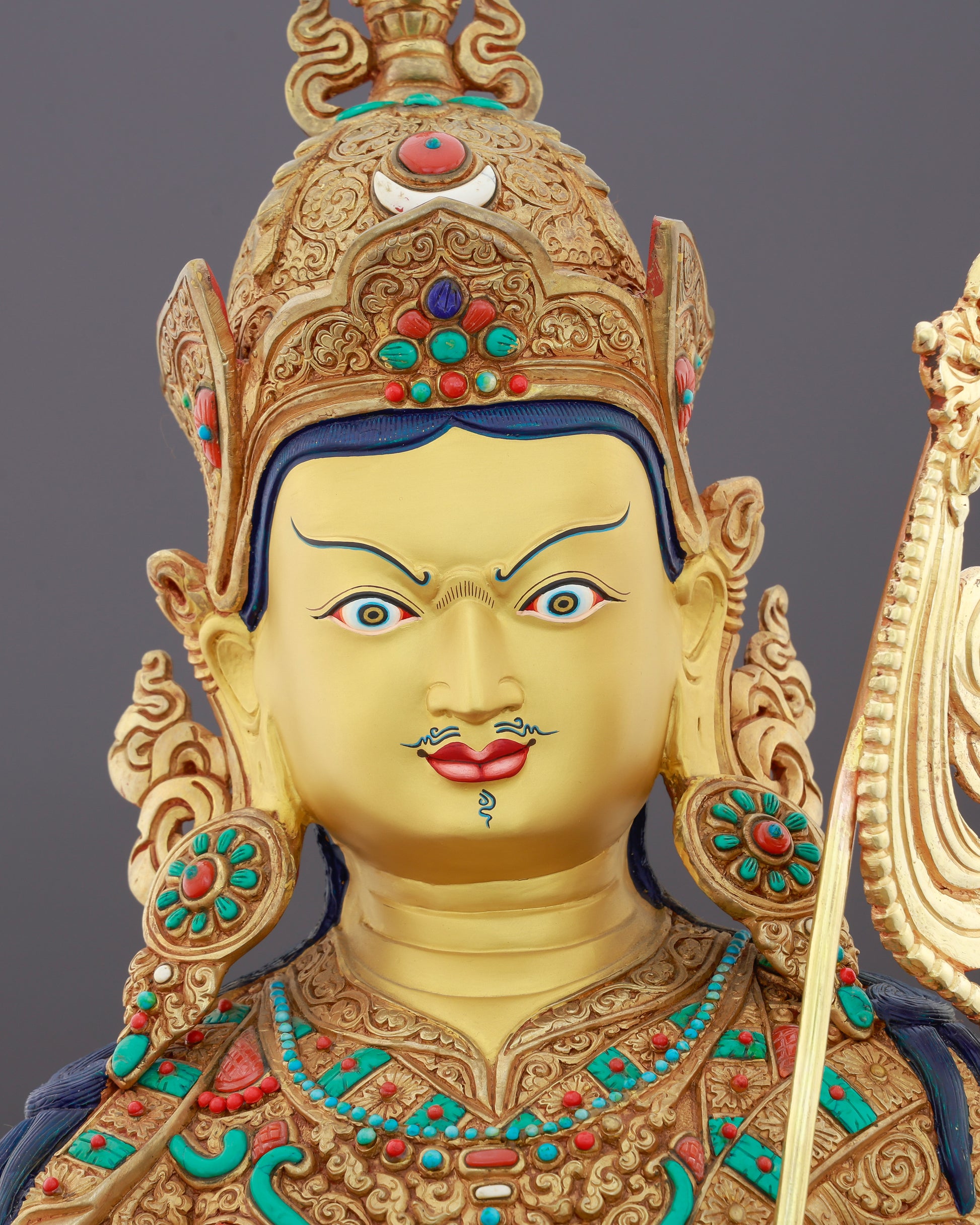 The Lotus-Born Master Awakens | Gilded Guru Rinpoche from Nepal - Authentic Handcrafted Statue