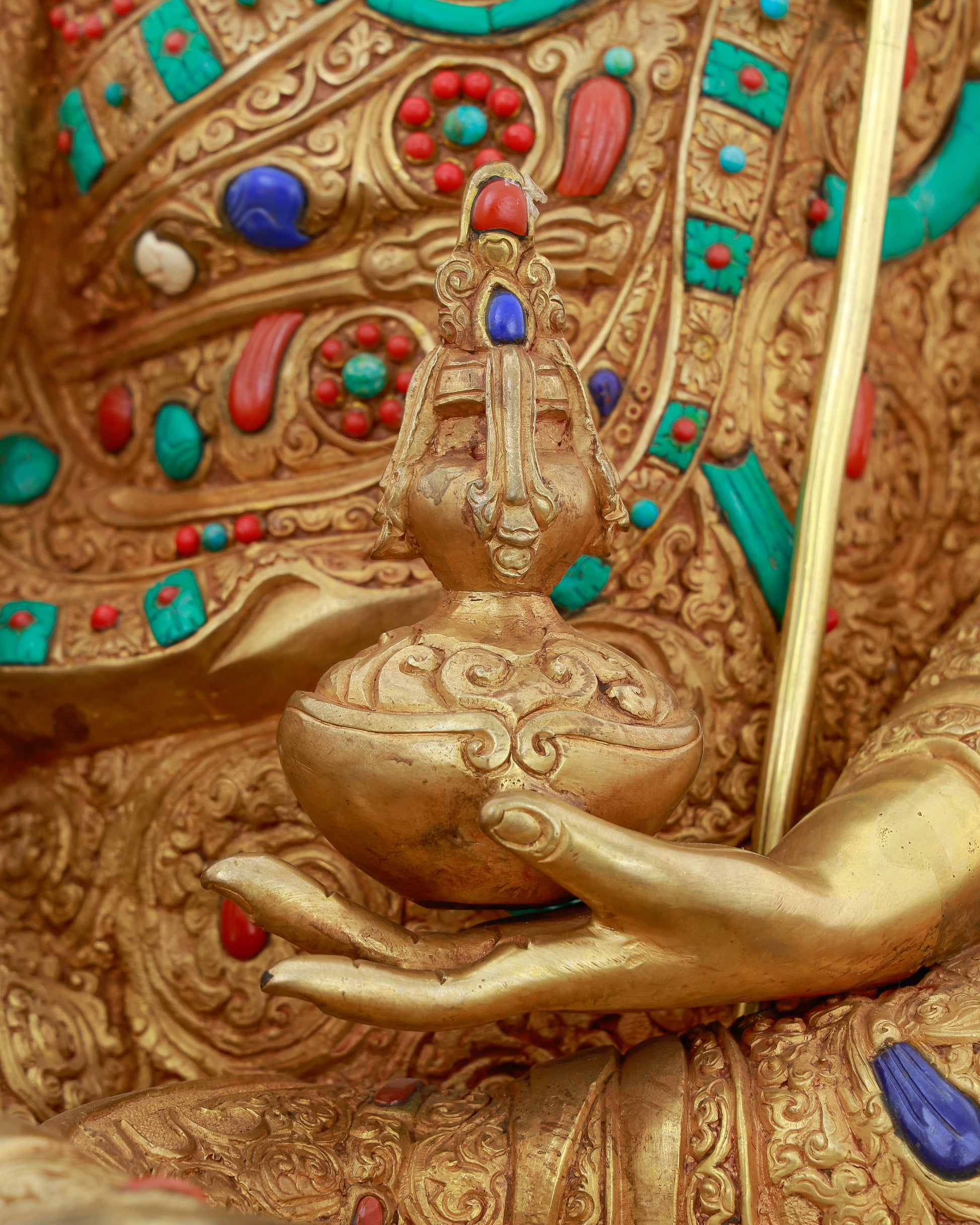 The Lotus-Born Master Awakens | Gilded Guru Rinpoche from Nepal - Authentic Handcrafted Statue