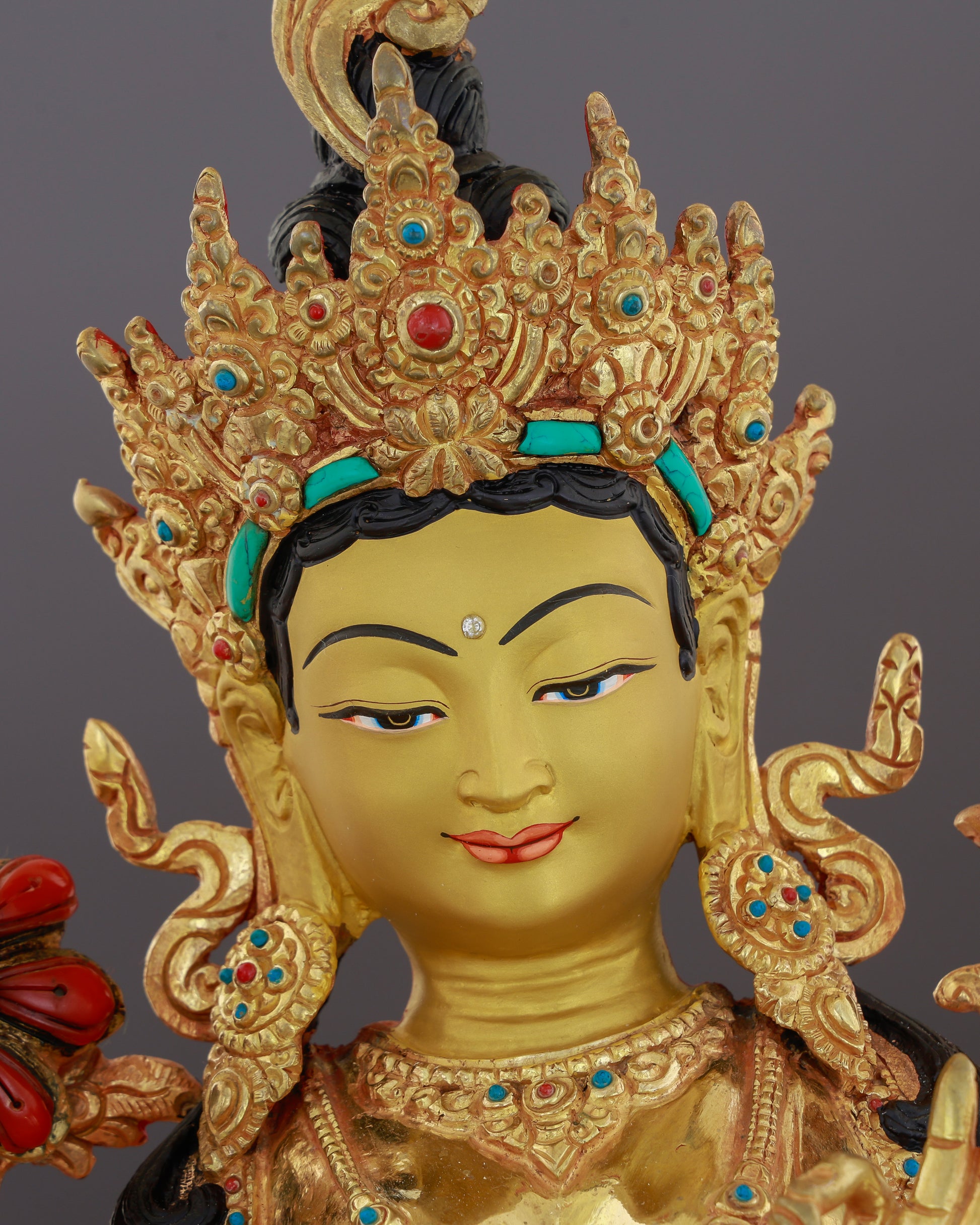 She Acts Before You Call | 24K Gold Gilded Green Tara from Nepal - Authentic Handcrafted Statue