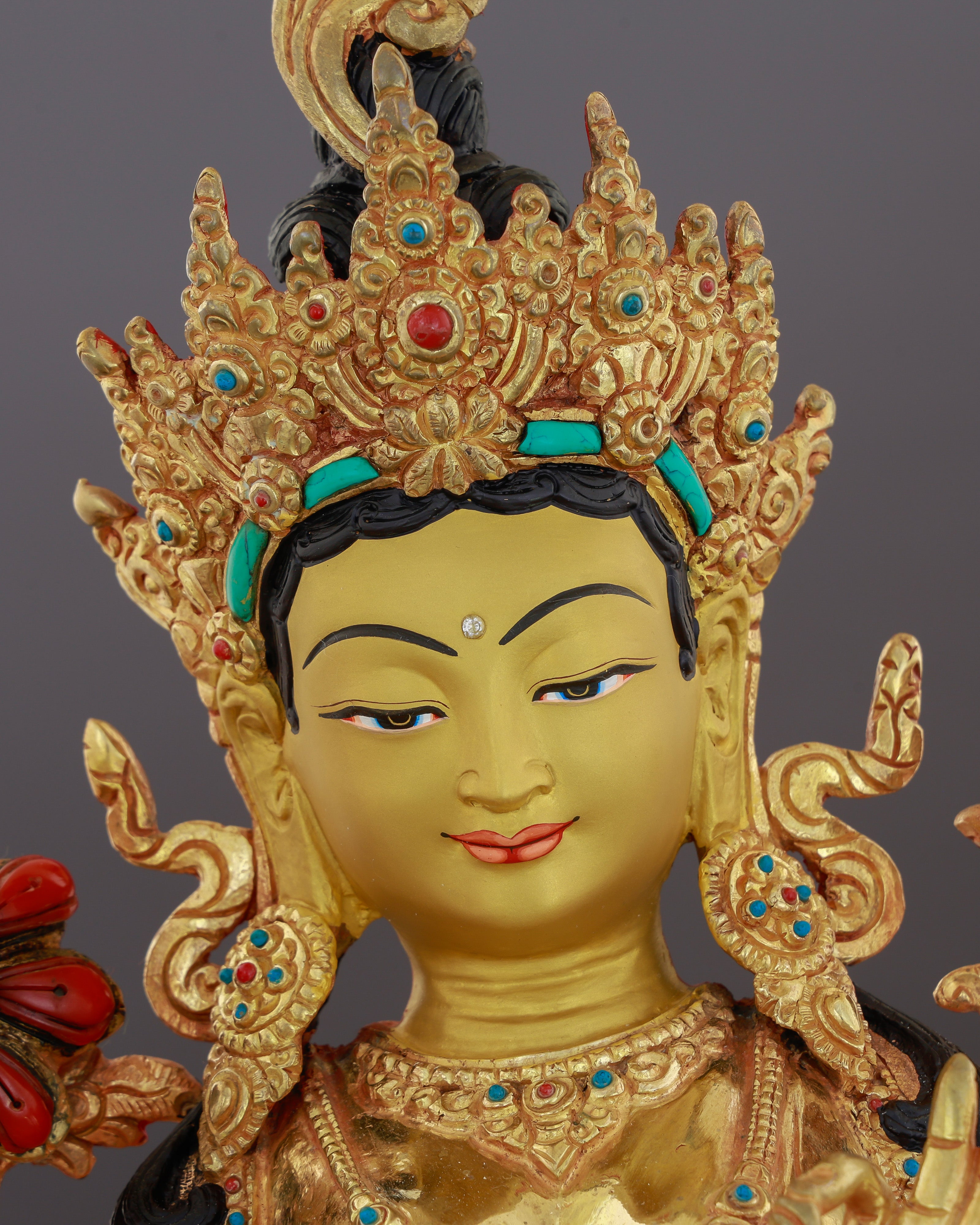 She Acts Before You Call | 24K Gold Gilded Green Tara from Nepal