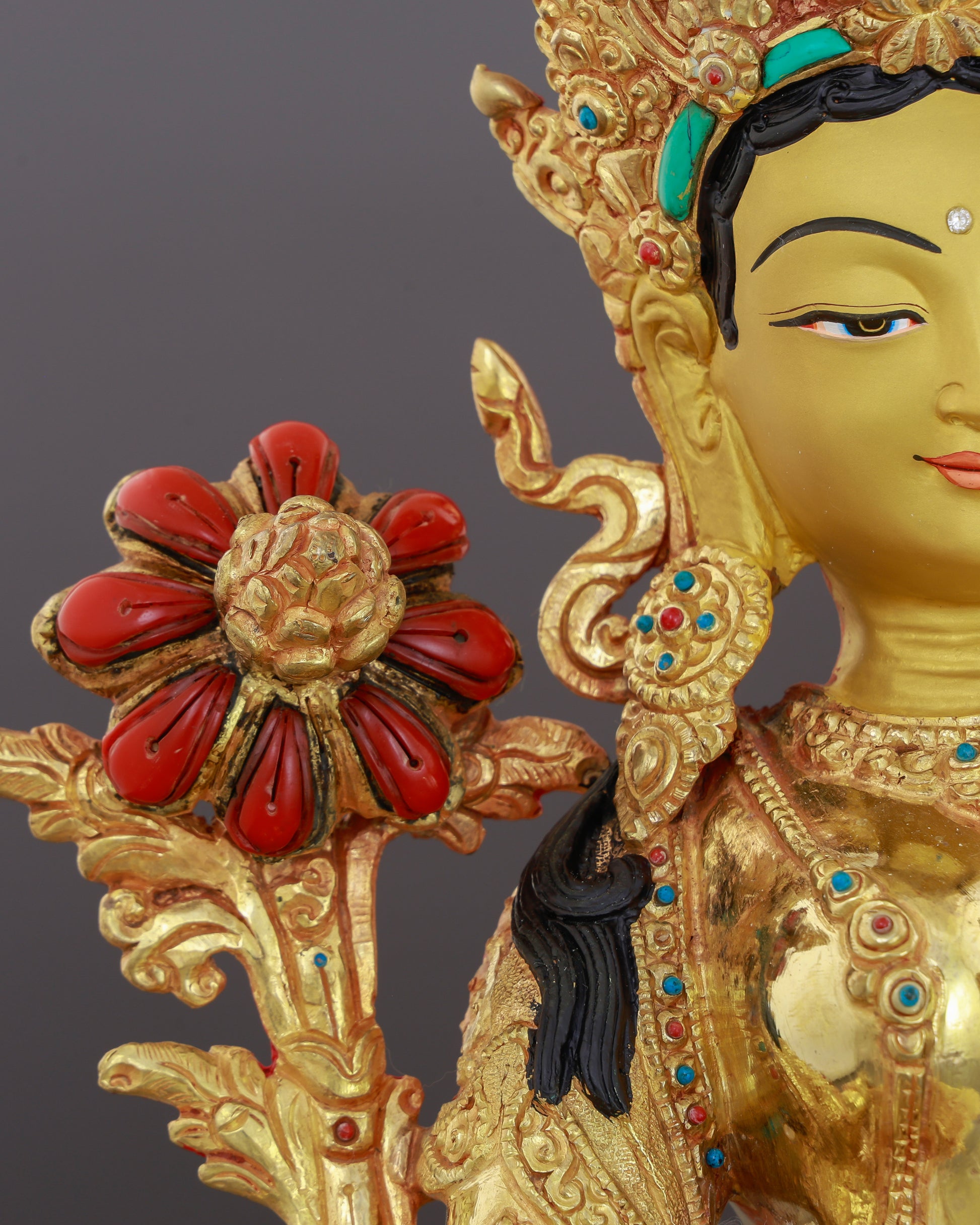 She Acts Before You Call | 24K Gold Gilded Green Tara from Nepal - Authentic Handcrafted Statue