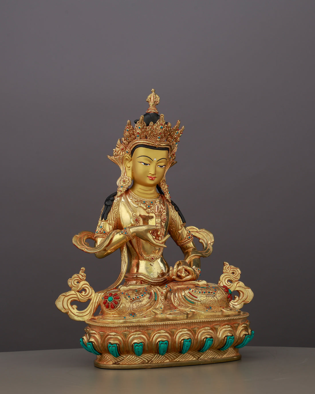 Pure Beyond Measure | 24K Gold Gilded Vajrasattva from Nepal - Handcrafted Buddhist Statue - Authentic Sacred Art