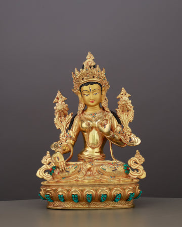 Seven Eyes That Never Sleep | 24K Gold Gilded White Tara From Nepal