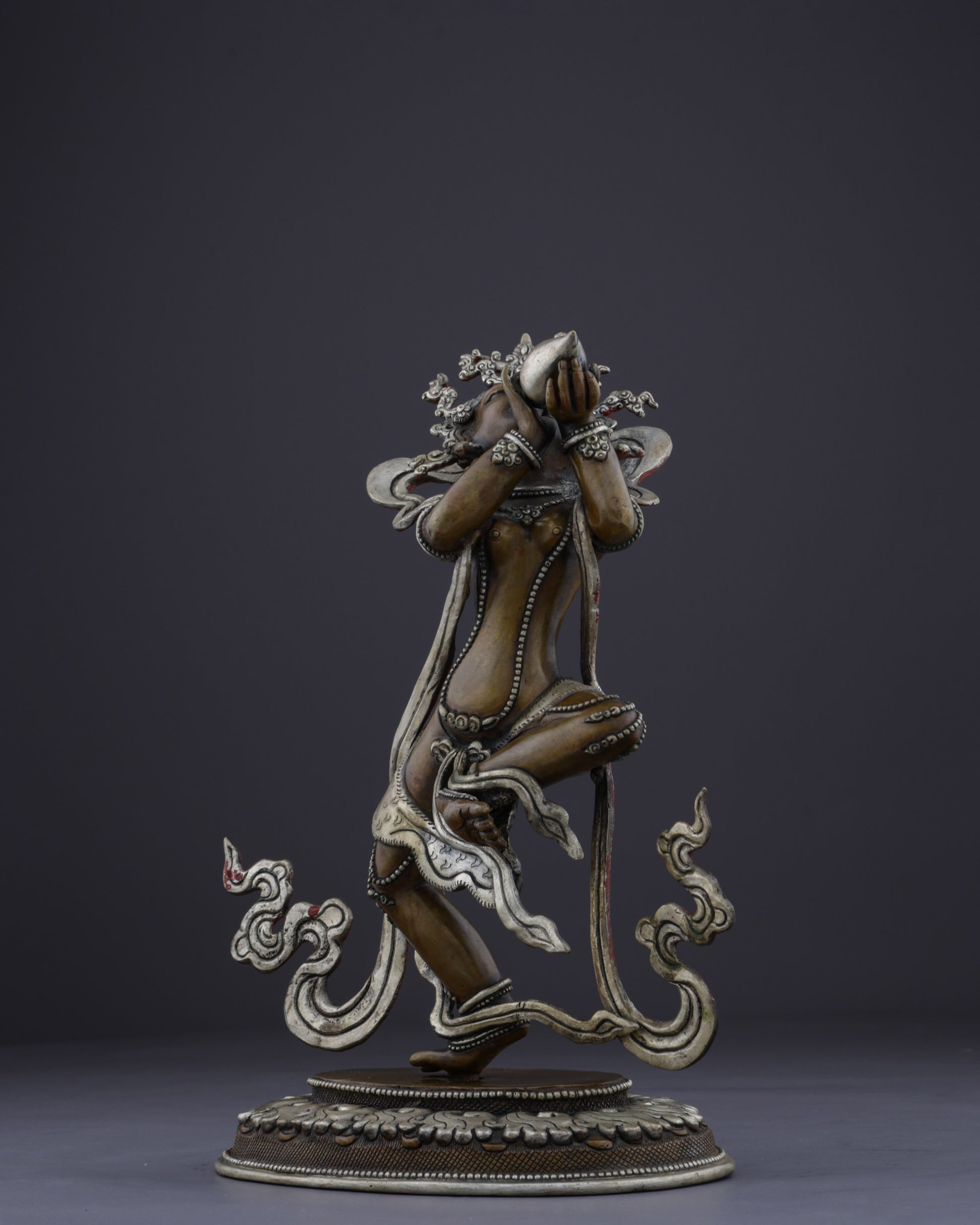 The Celestial Sky Dancer | Nepalese Handmade Oxidized Tantric Dakini Statue - Authentic Handcrafted Statue