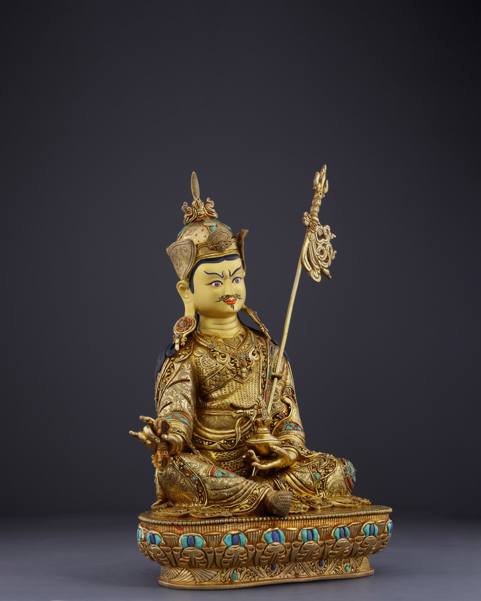 Sacred Presence | The Magnificent Guru Rinpoche Handcrafted Statue - Authentic Handcrafted Statue