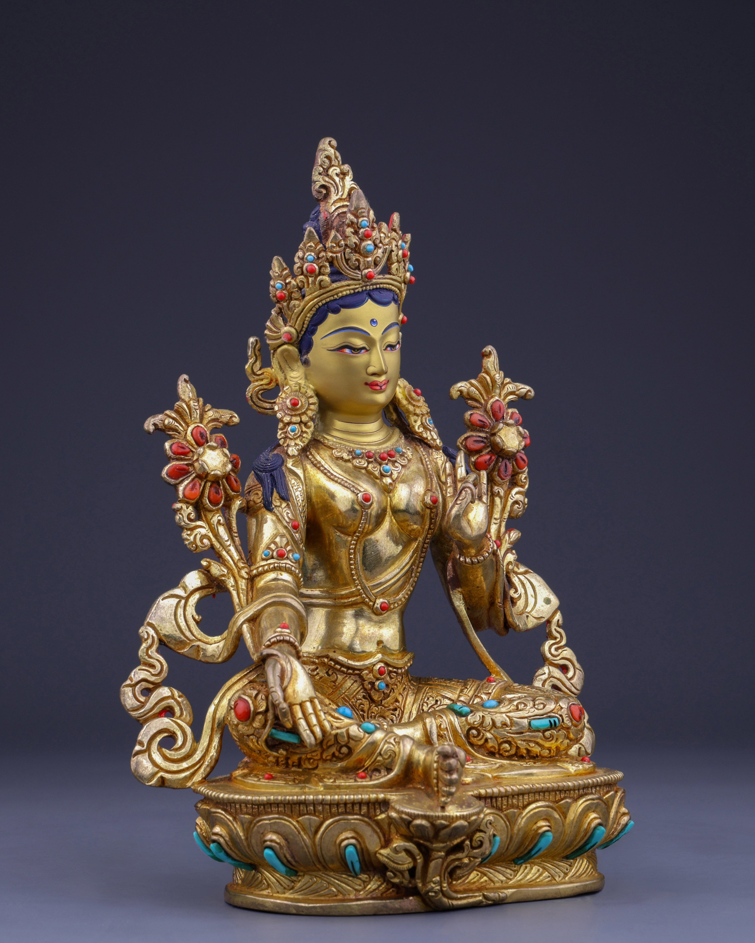 Divine Mother of Liberation | Exquisite Green Tara in Royal Elegance