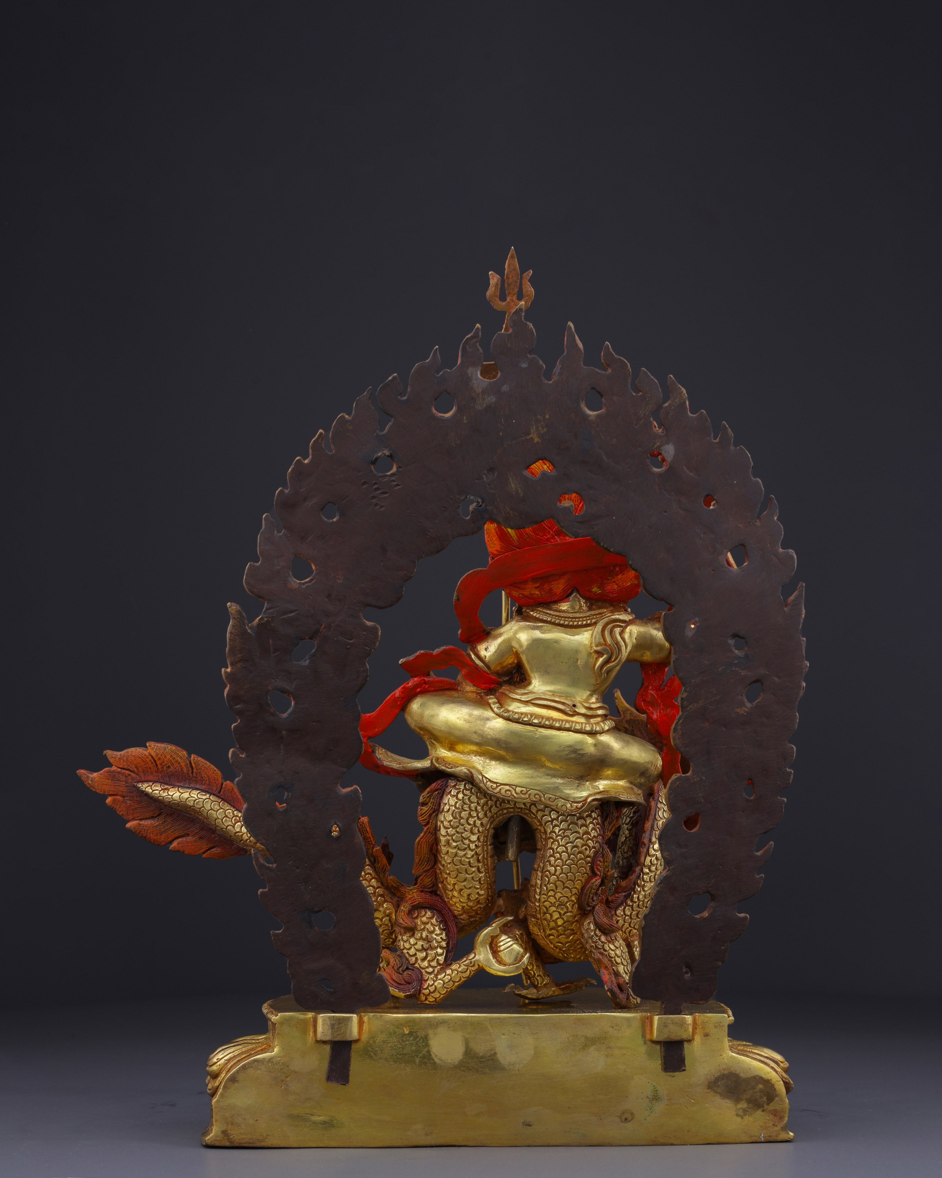 Sacred Guardian of Prosperity | Handcrafted White Dzambhala on Dragon Statue