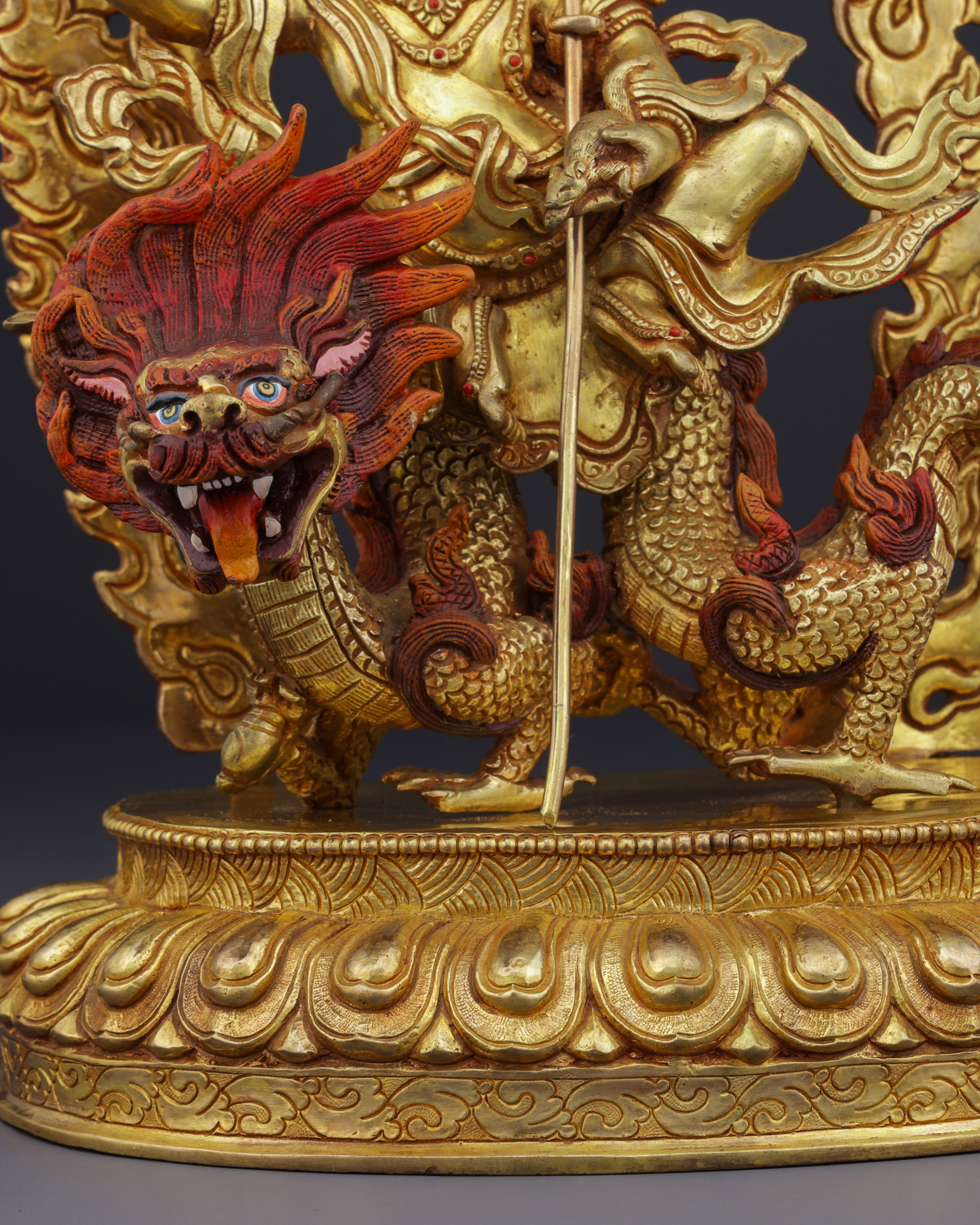 Sacred Guardian of Prosperity | Handcrafted White Dzambhala on Dragon Statue