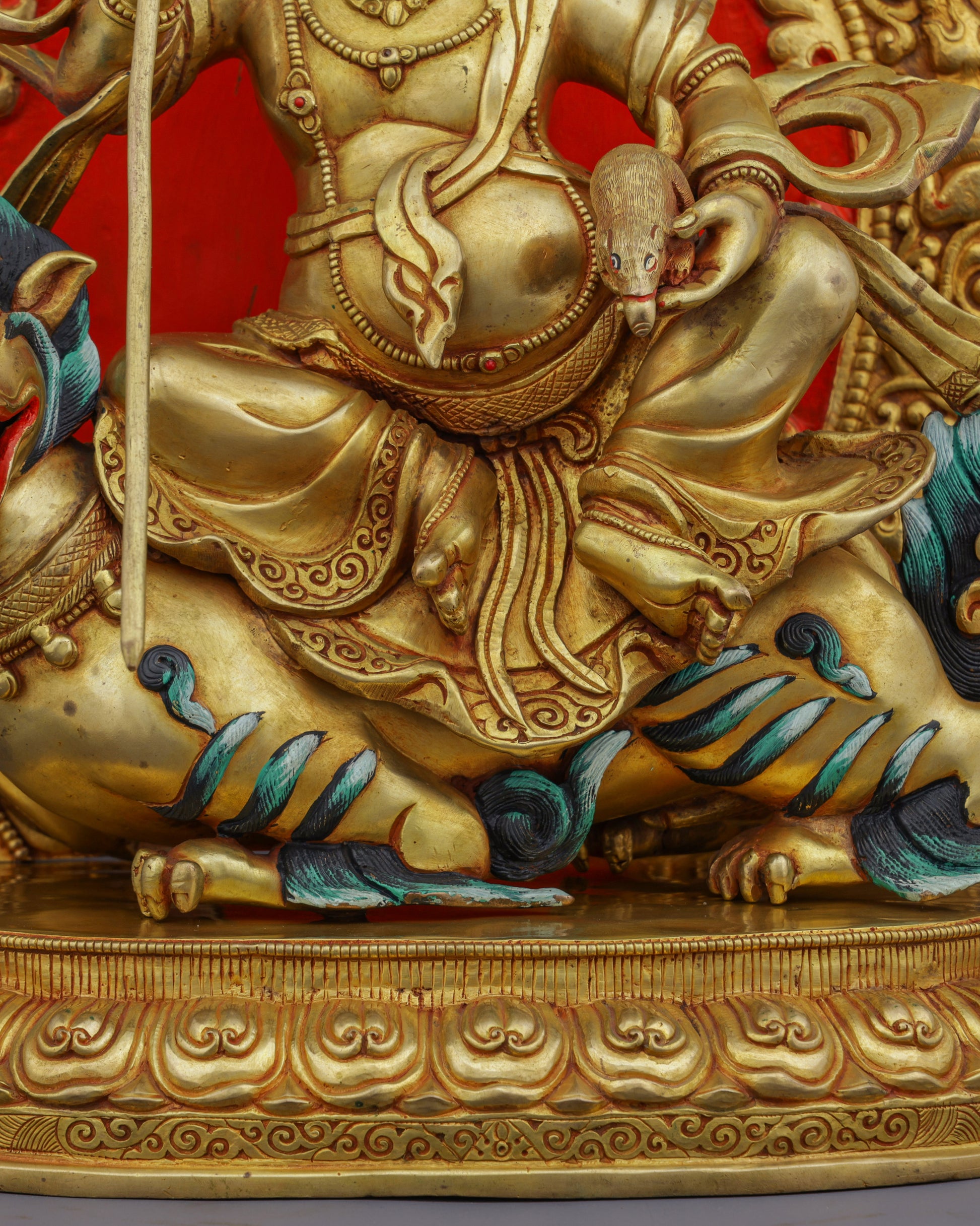 The Guardian of Wealth | Handcrafted Namtoshe on Lion Statue - Authentic Handcrafted Statue