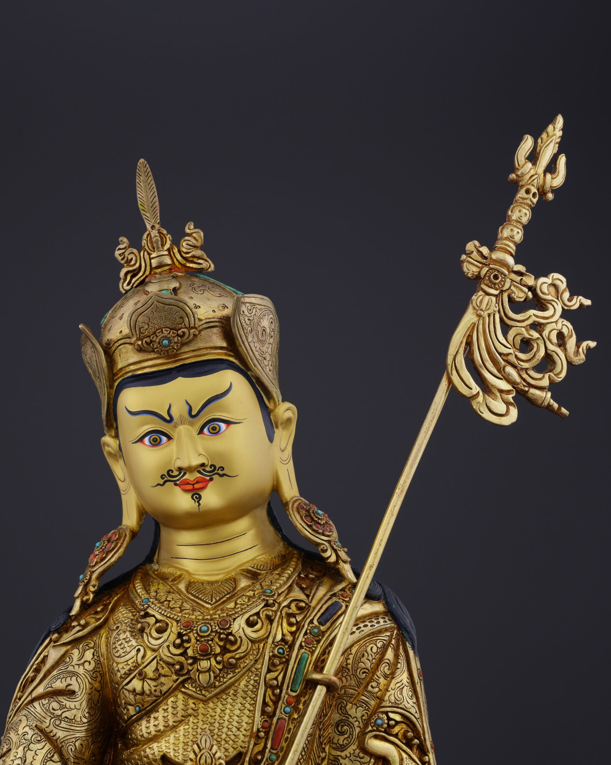 Sacred Presence | The Magnificent Guru Rinpoche Handcrafted Statue - Authentic Handcrafted Statue