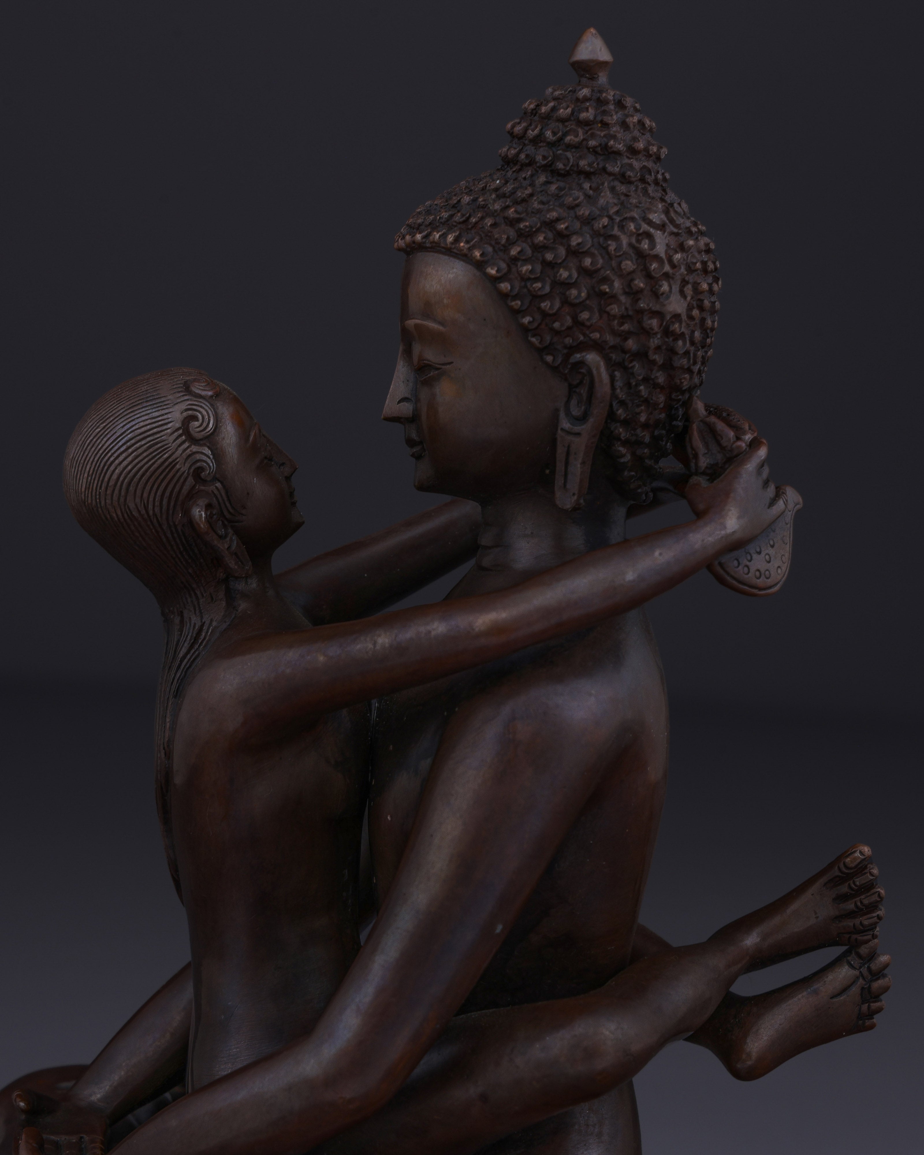 The Primordial Unity | Nepalese Handmade Oxidized Samantabhadra Union with Consort Statue