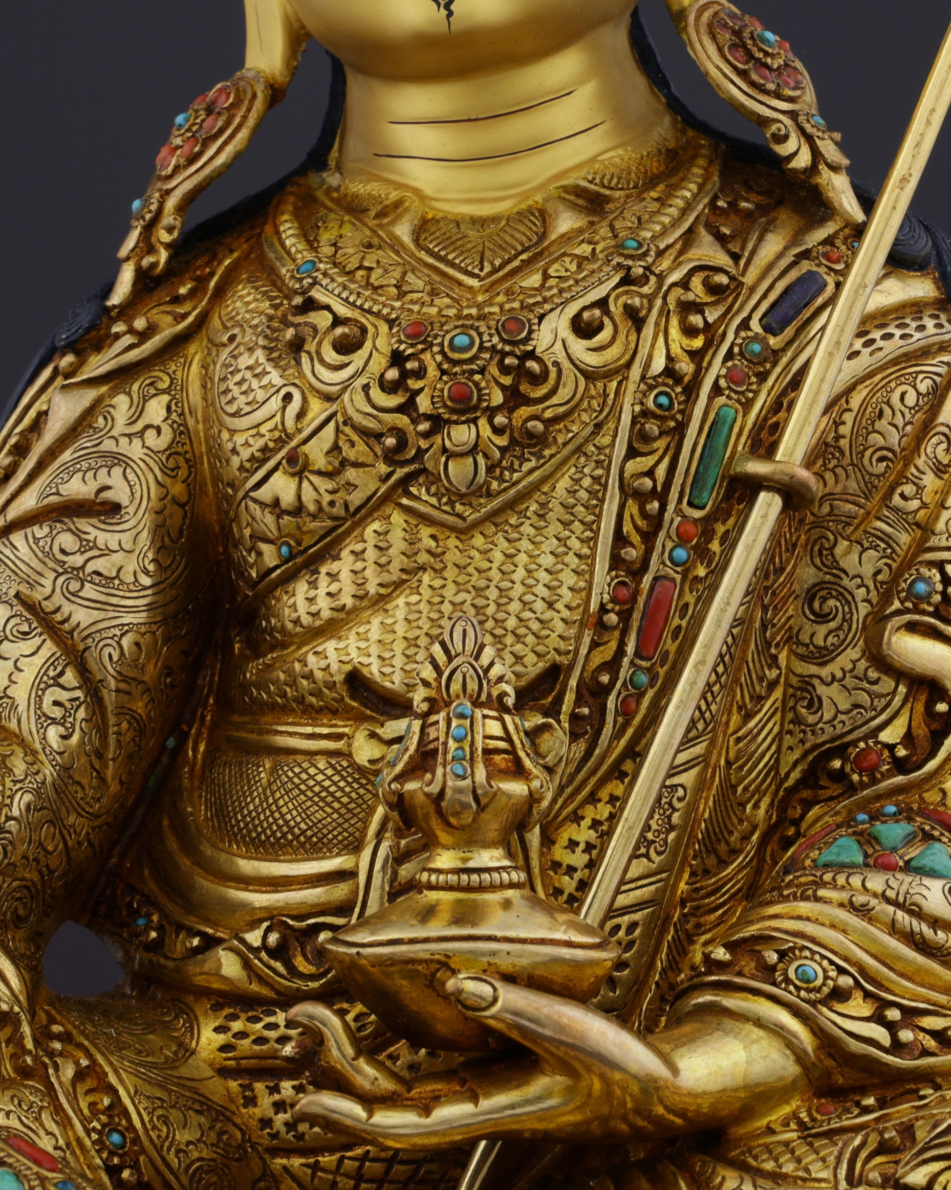 Sacred Presence | The Magnificent Guru Rinpoche Handcrafted Statue - Authentic Handcrafted Statue
