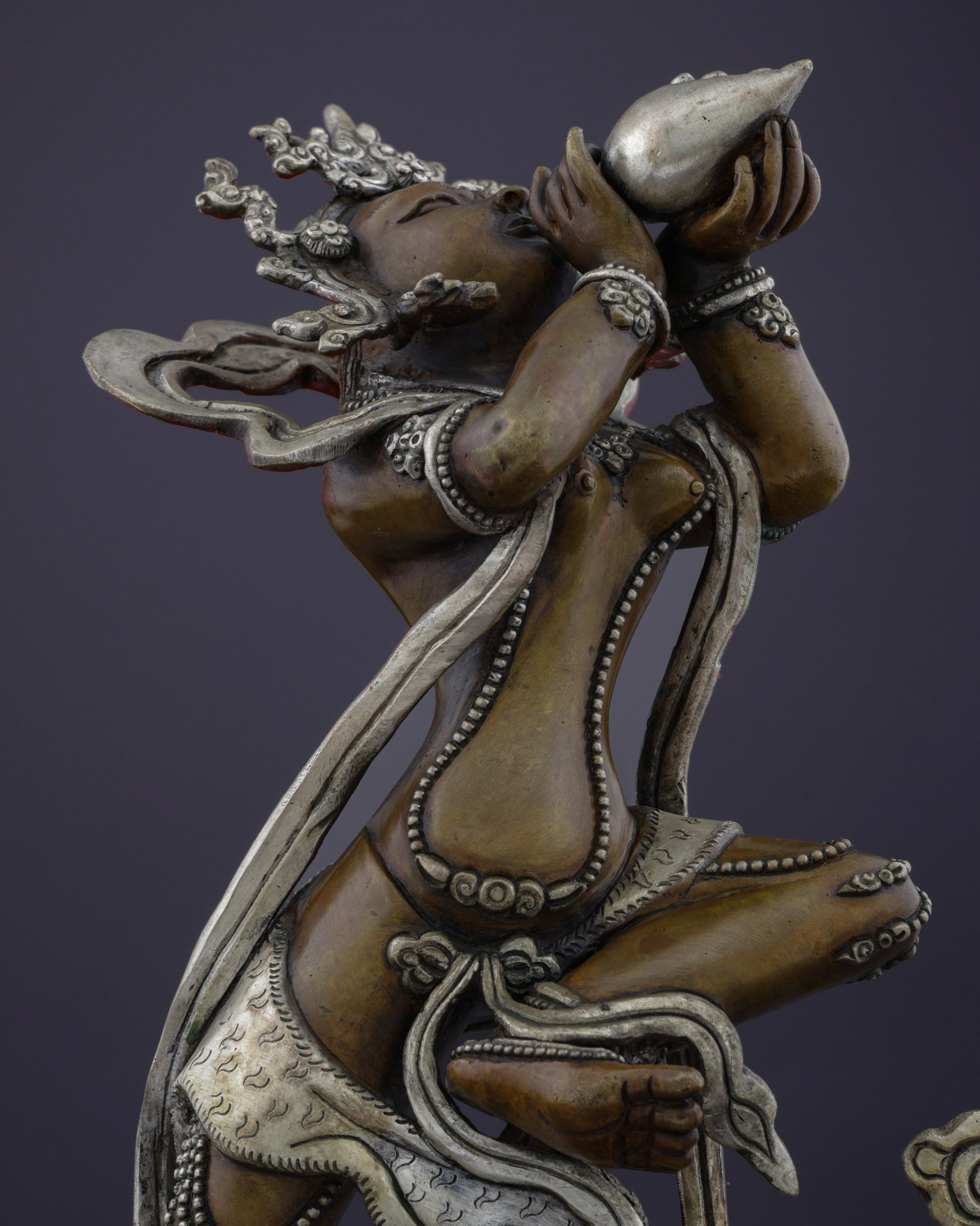 The Celestial Sky Dancer | Nepalese Handmade Oxidized Tantric Dakini Statue - Authentic Handcrafted Statue